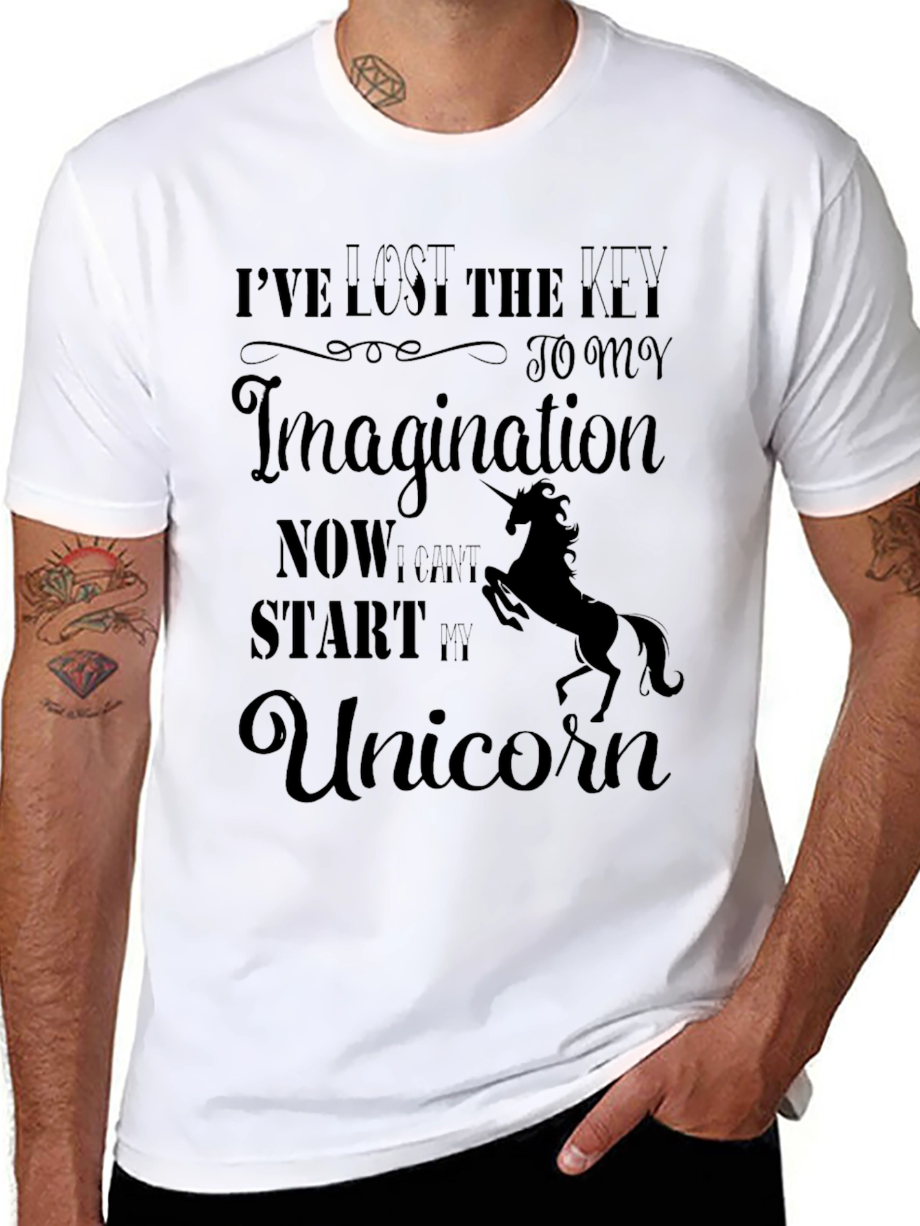 Lost Imagination Unicorn Graphic Black T-Shirt