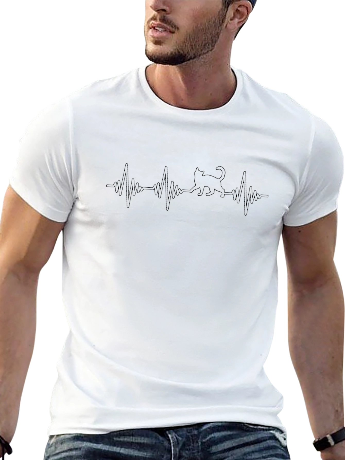 Cat Heartbeat T-Shirt - Soft Cotton Tee