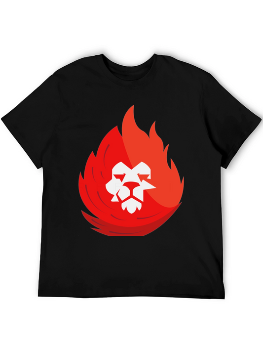 Fiery Lion Graphic Tee - Black Casual Shirt