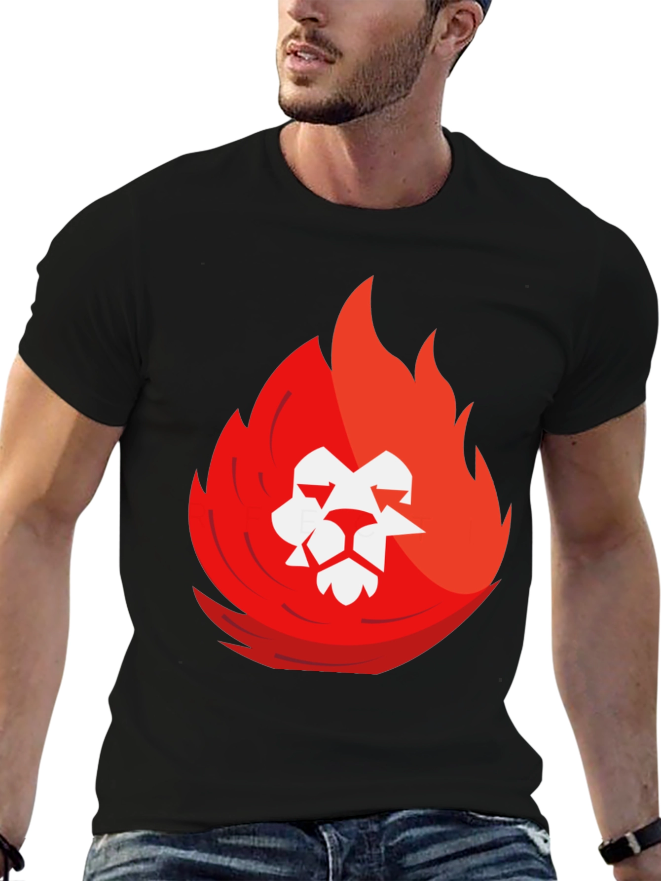 Fiery Lion Graphic Tee - Black Casual Shirt
