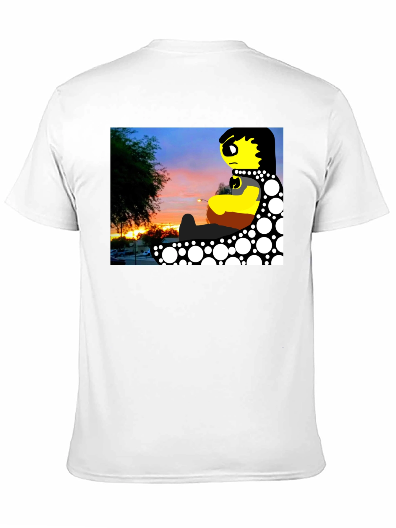 Sunset Cartoon Graphic Black T-Shirt