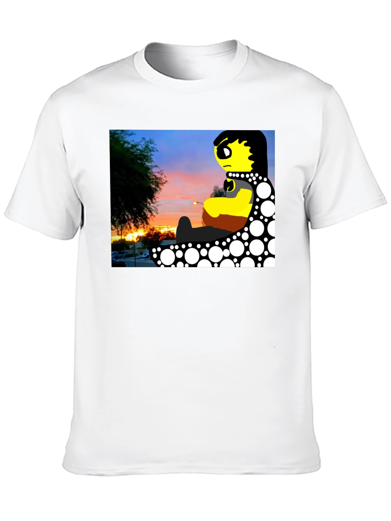 Sunset Cartoon Graphic Black T-Shirt