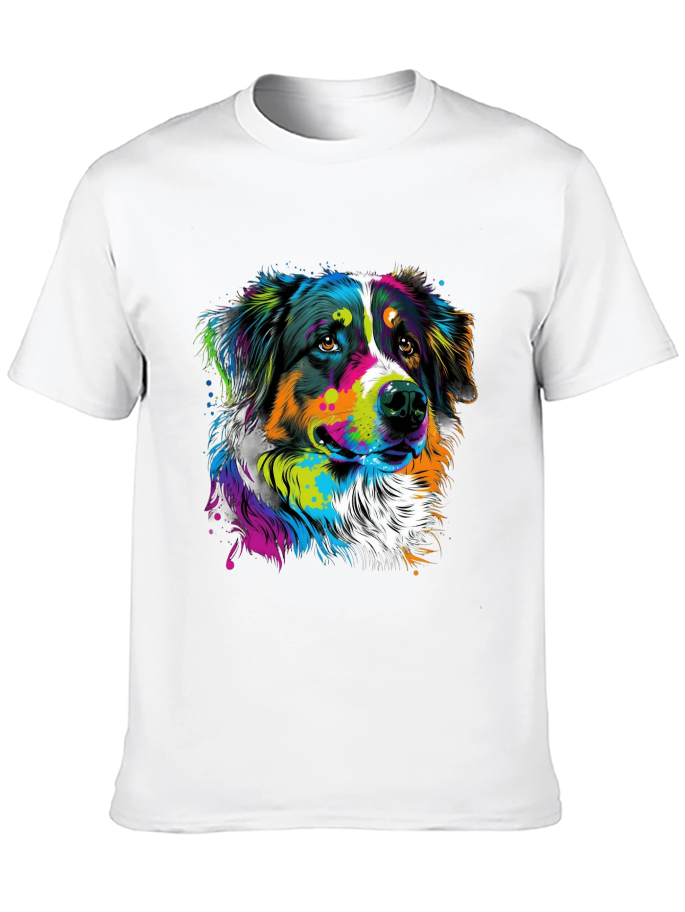 Vibrant Dog Graphic Tee - Black Cotton Blend
