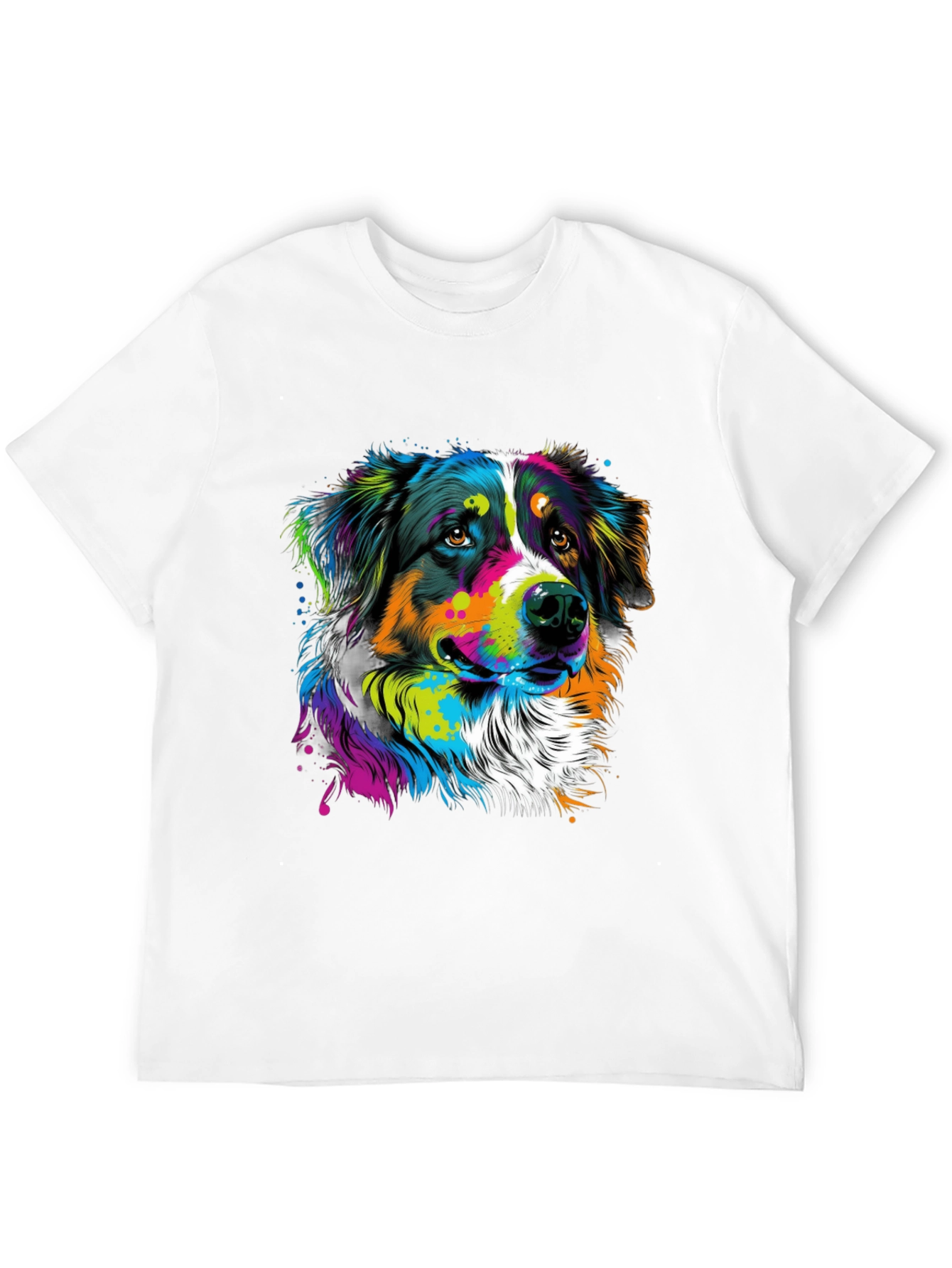 Vibrant Dog Graphic Tee - Black Cotton Blend