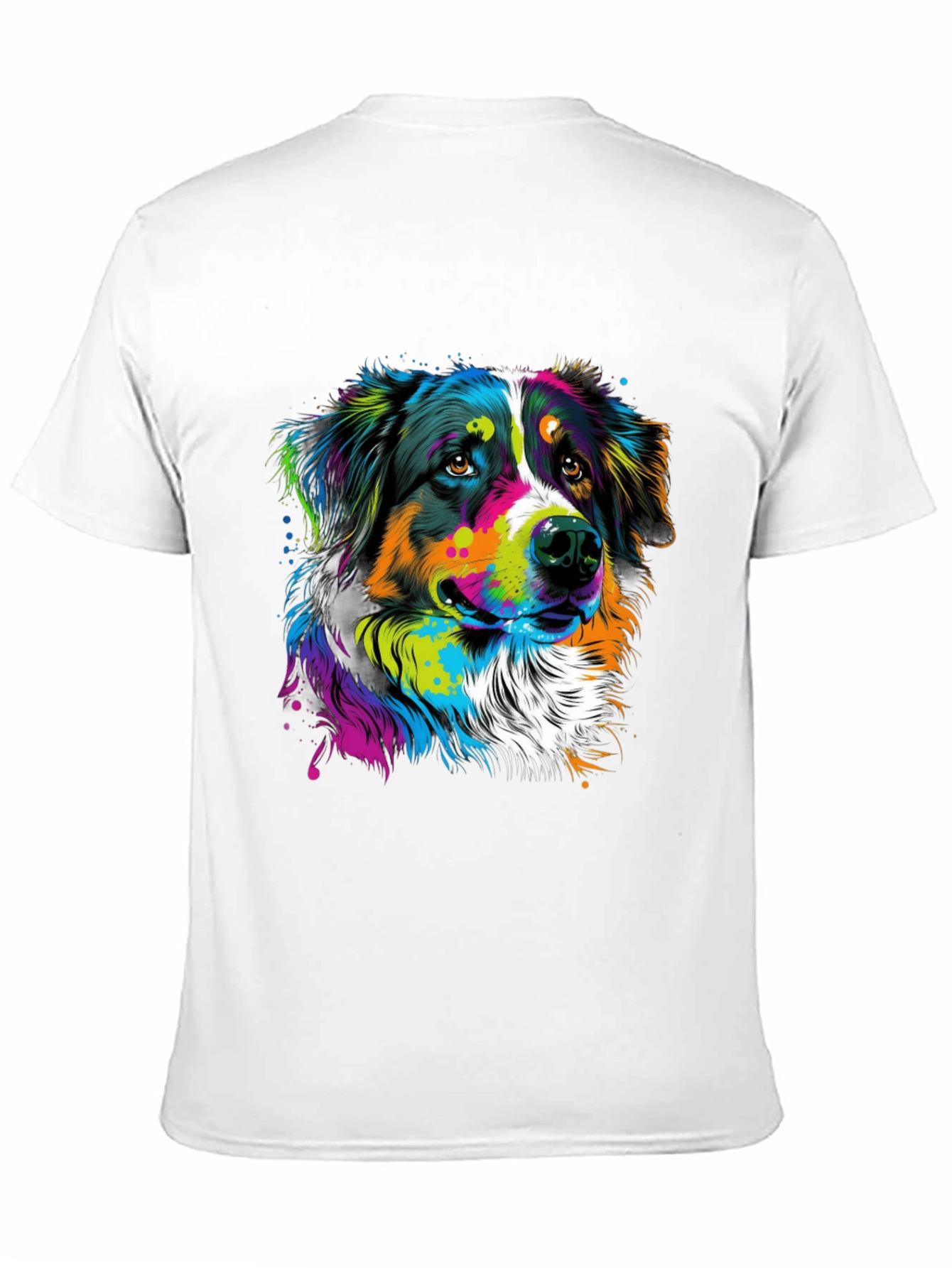 Vibrant Dog Graphic Tee - Black Cotton Blend