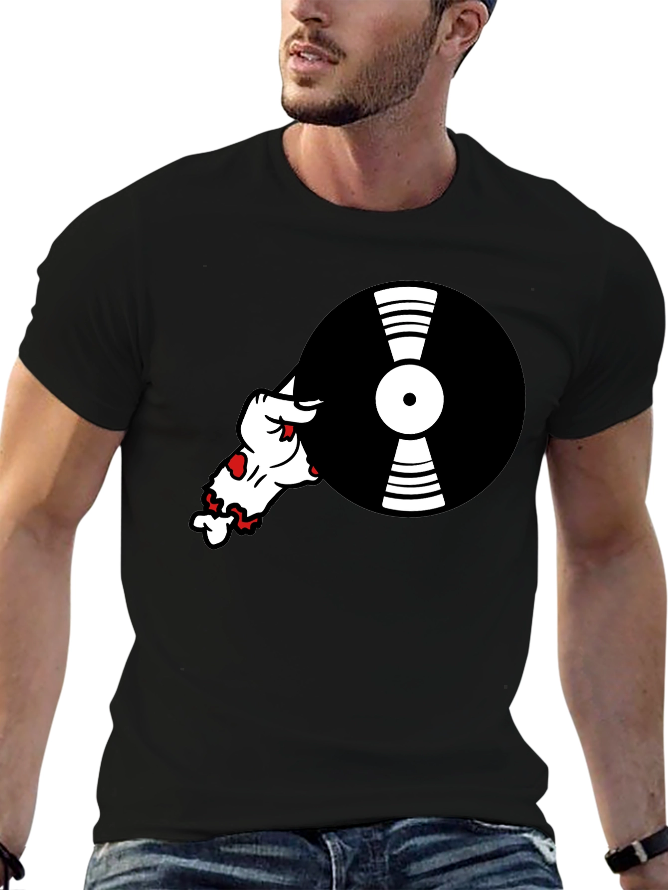 Cool DJ Dog Black T-Shirt