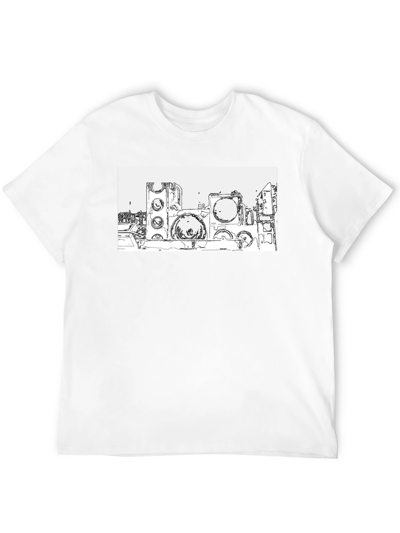 Abstract Cityscape Graphic Tee - Black