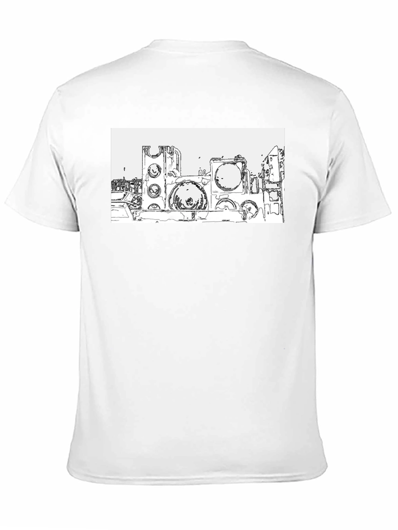 Abstract Cityscape Graphic Tee - Black