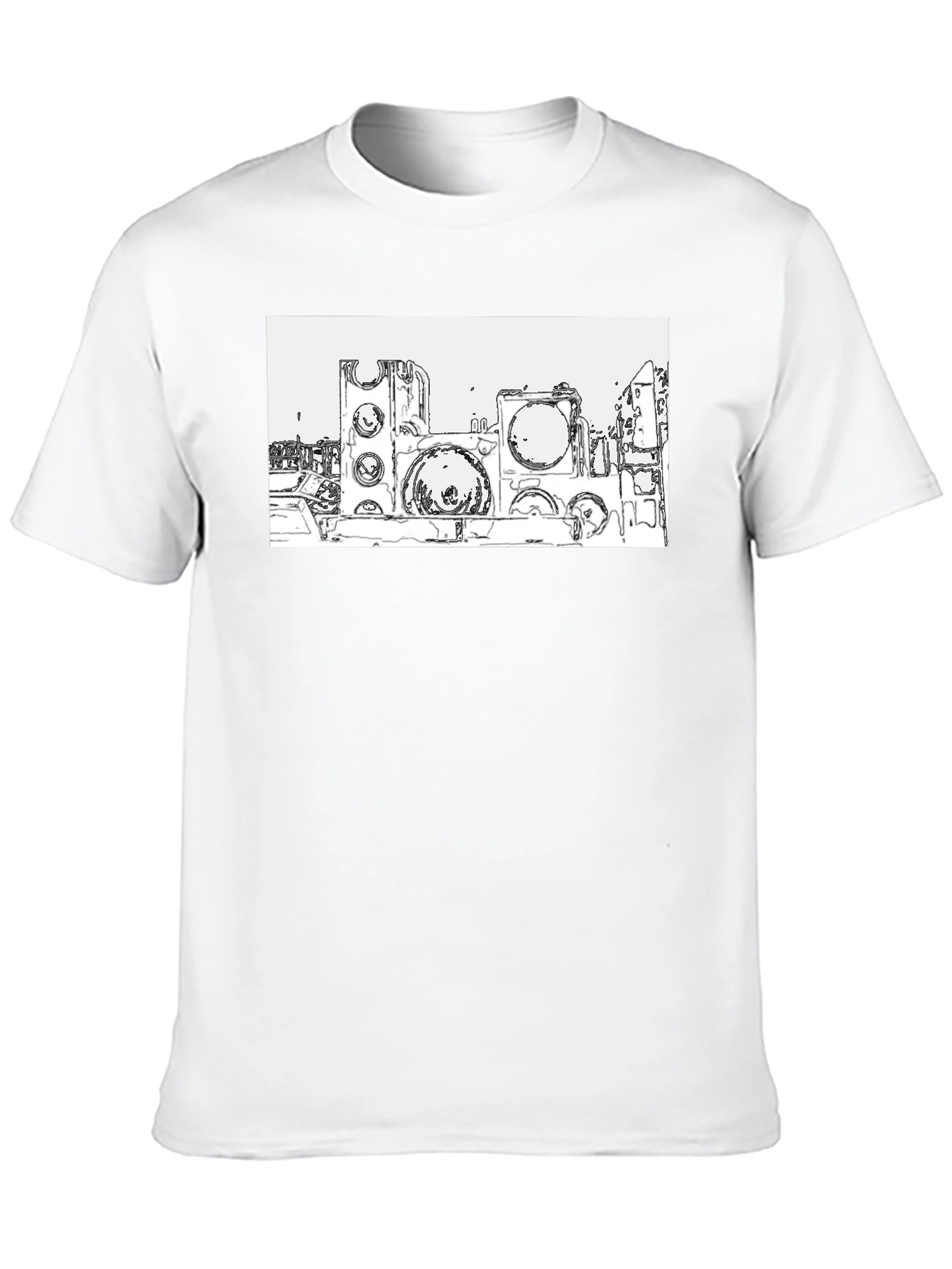 Abstract Cityscape Graphic Tee - Black