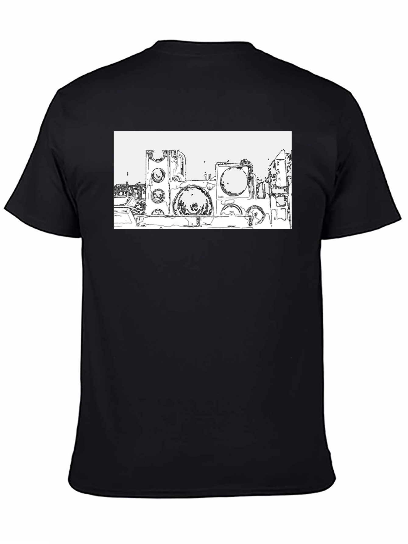 Abstract Cityscape Graphic Tee - Black