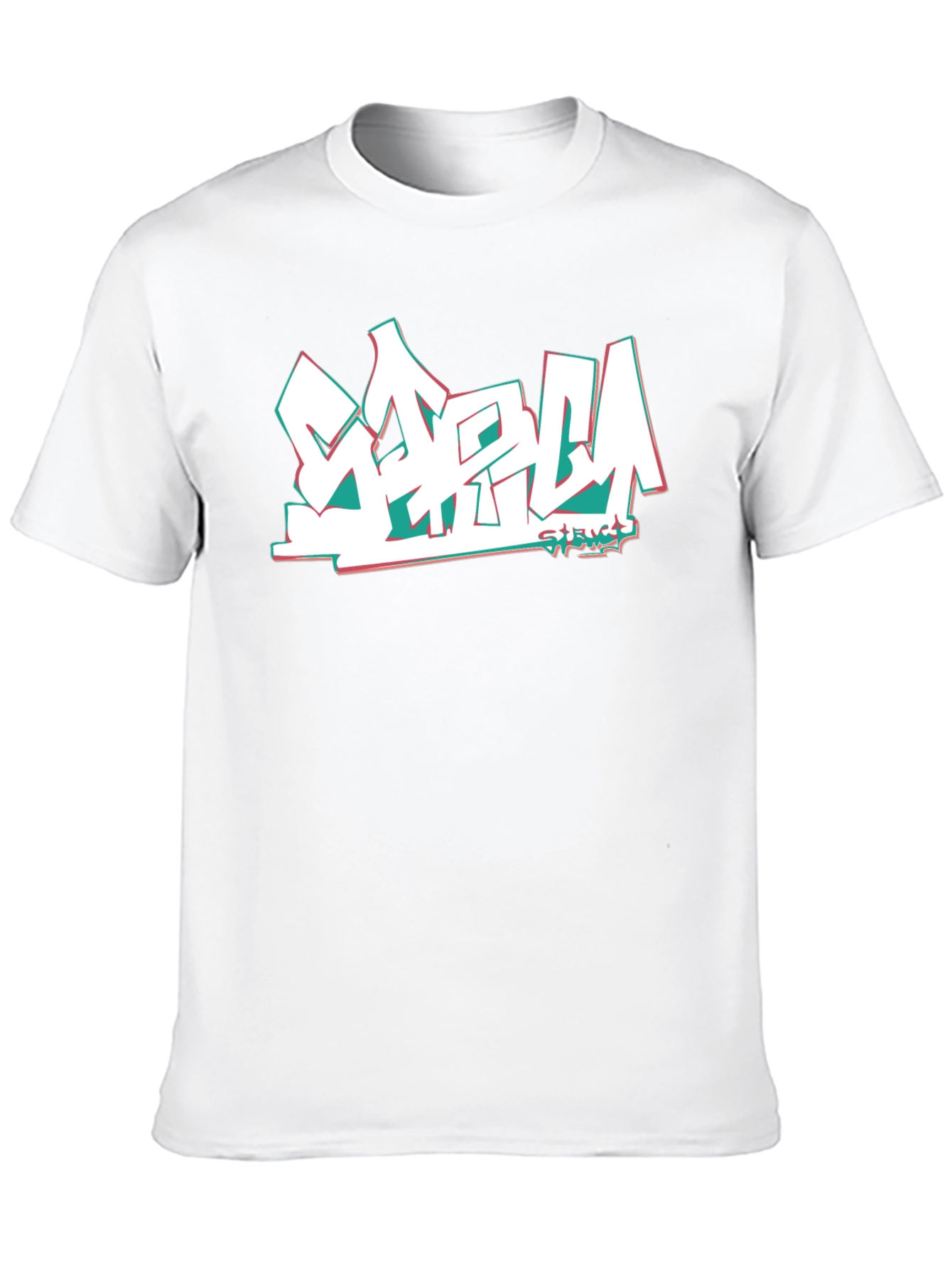 Stylish Black Tee with Graffiti-Style Graphic Print