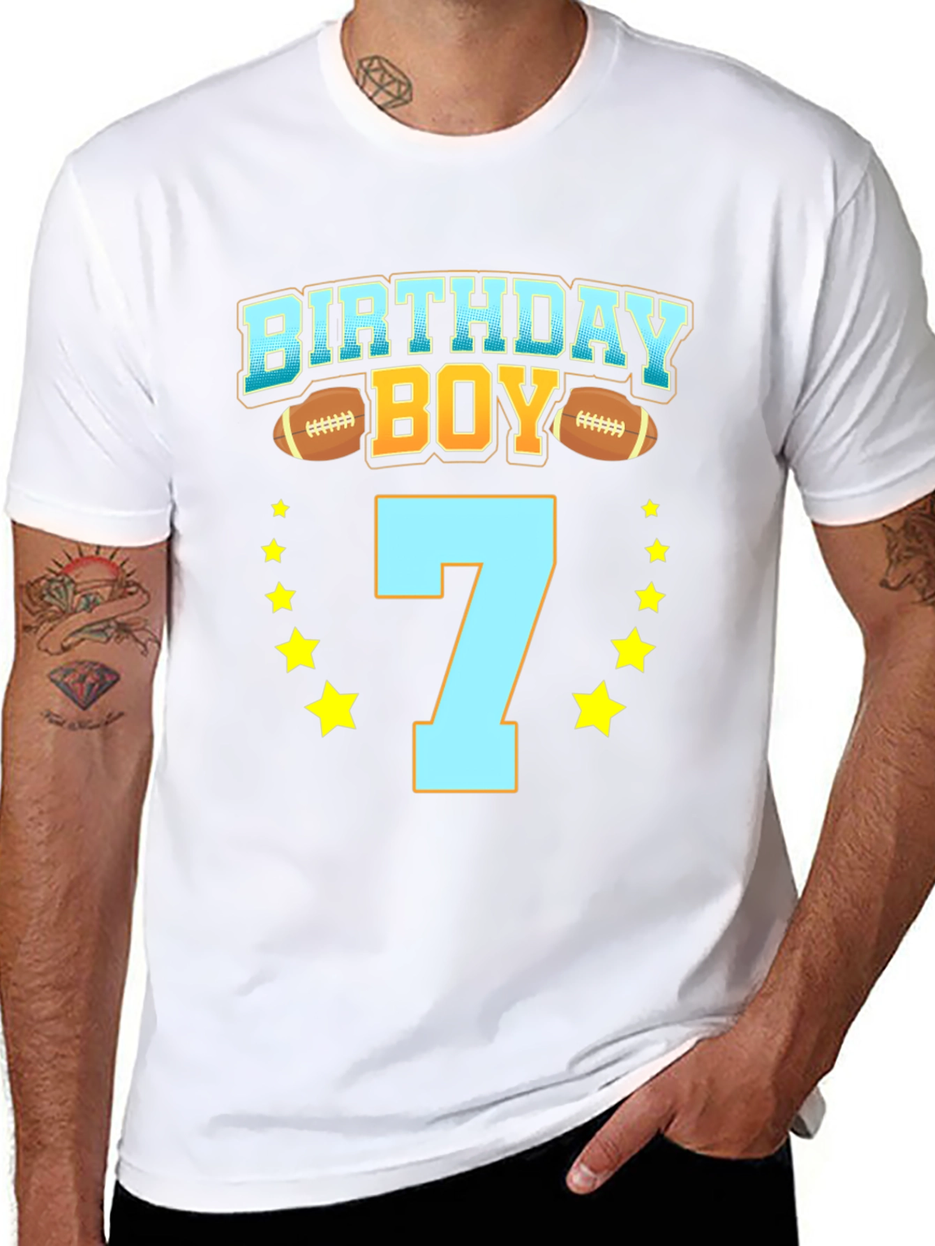 Birthday Boy Number 7 Football T-Shirt