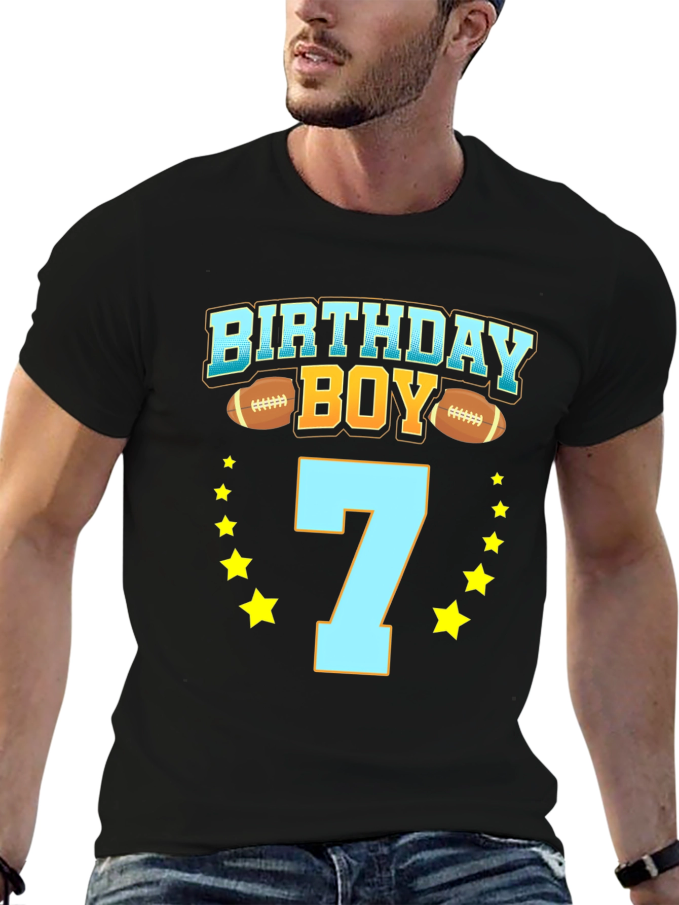 Birthday Boy Number 7 Football T-Shirt