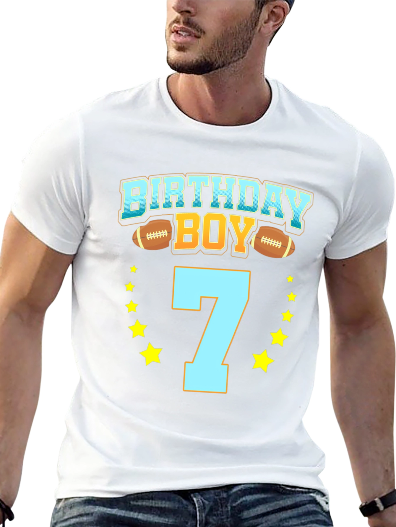 Birthday Boy Number 7 Football T-Shirt
