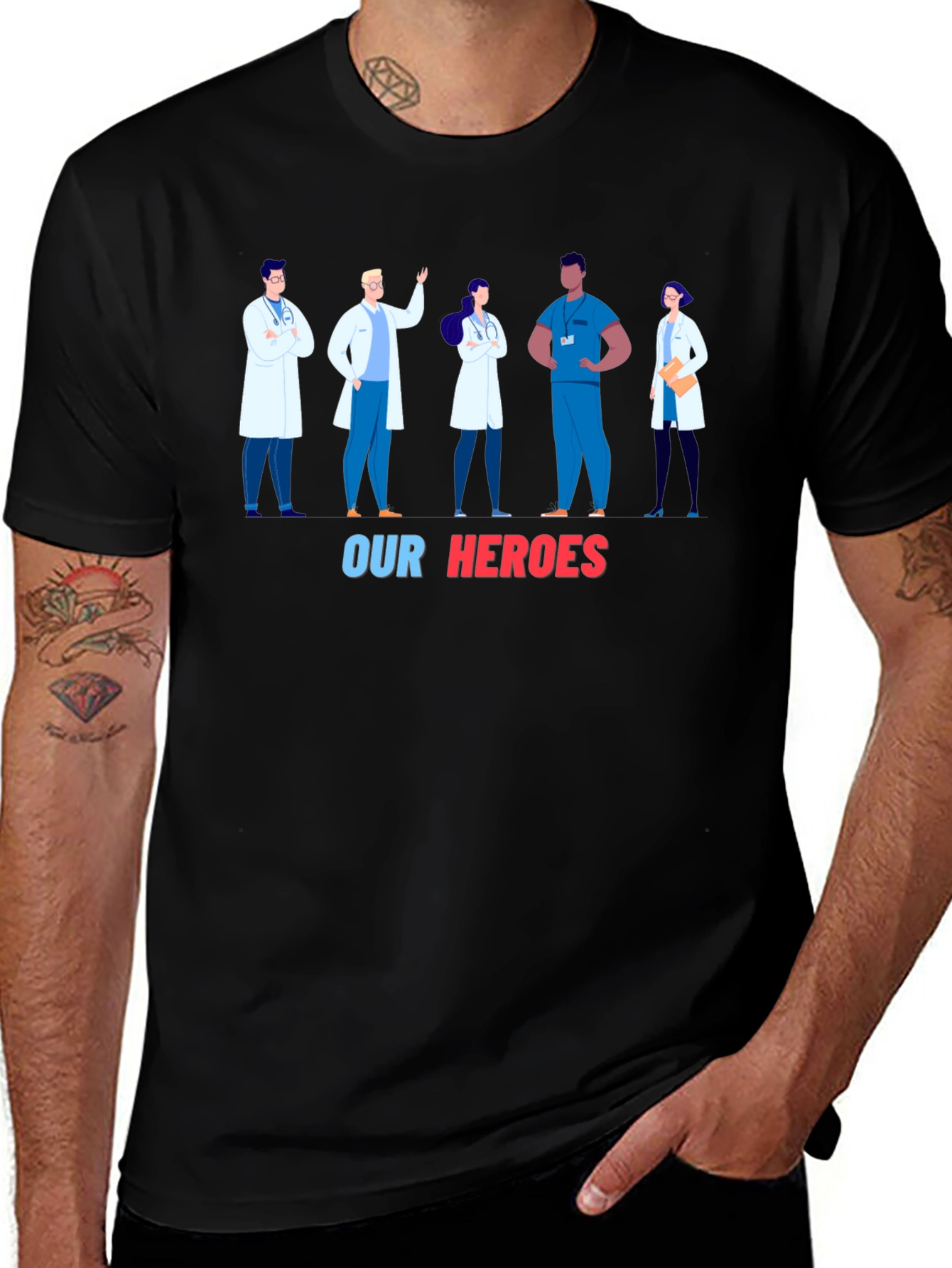 Healthcare Heroes T-Shirt - Black Graphic Tee