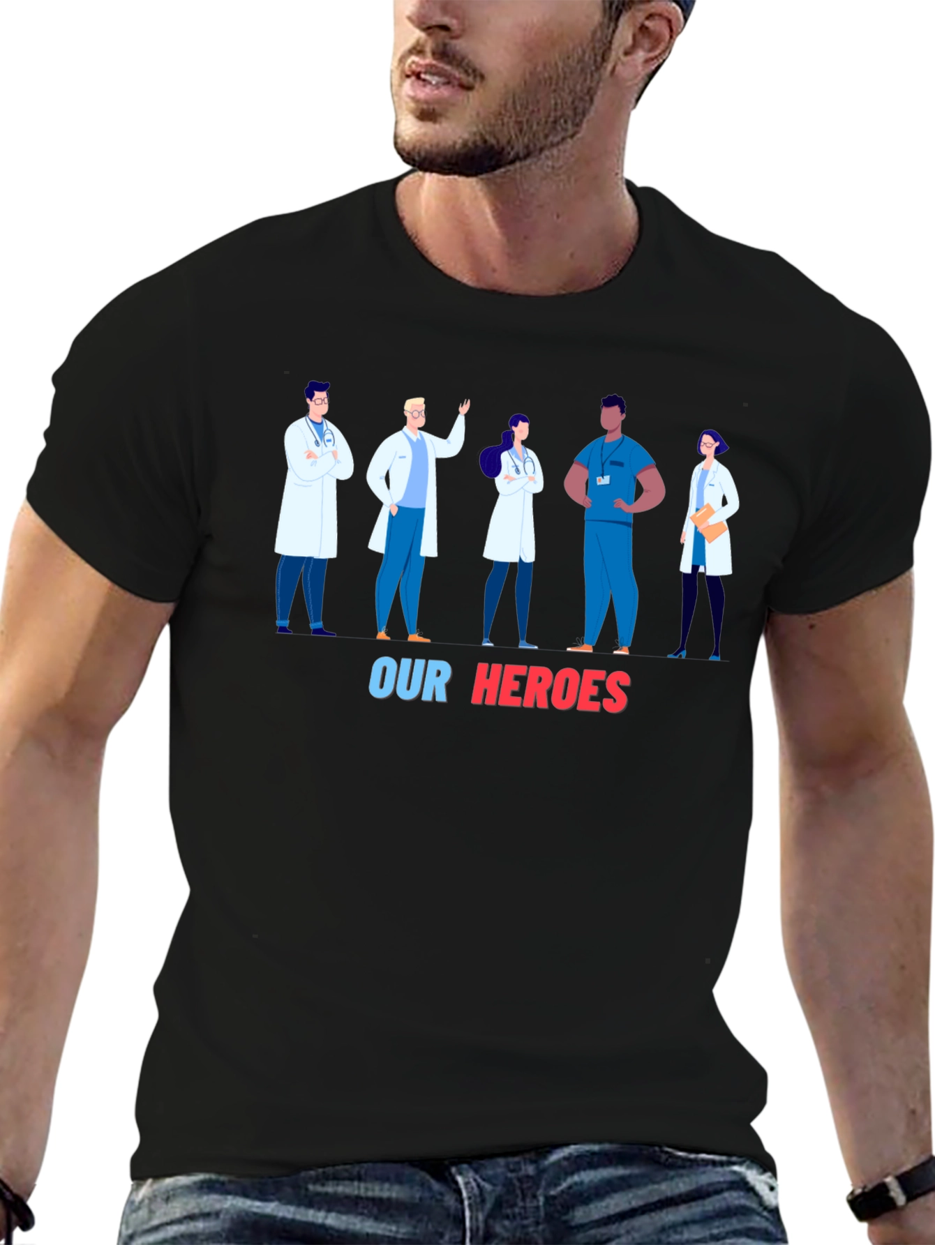 Healthcare Heroes T-Shirt - Black Graphic Tee