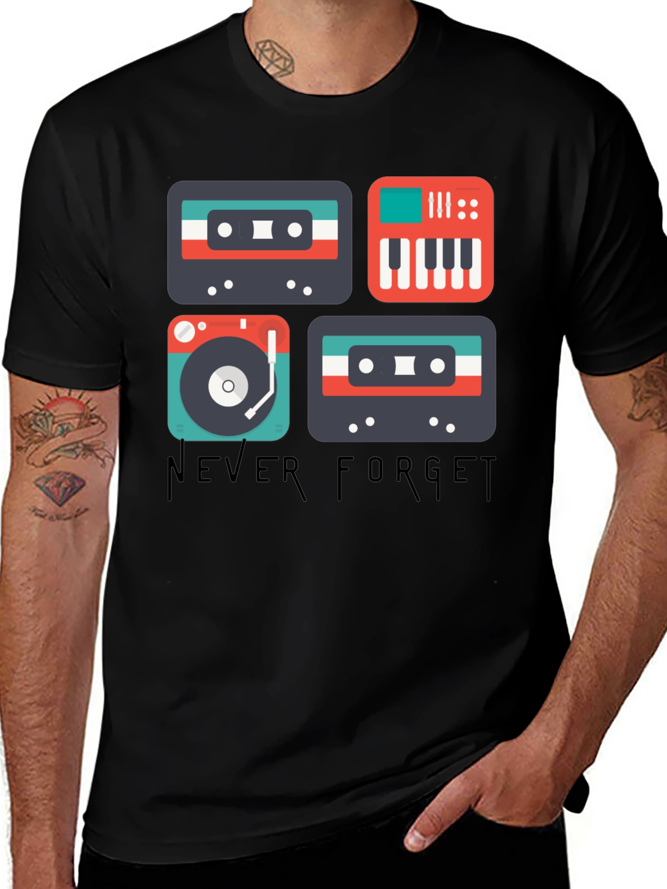 Retro Music T-Shirt - Never Forget Classic Sounds
