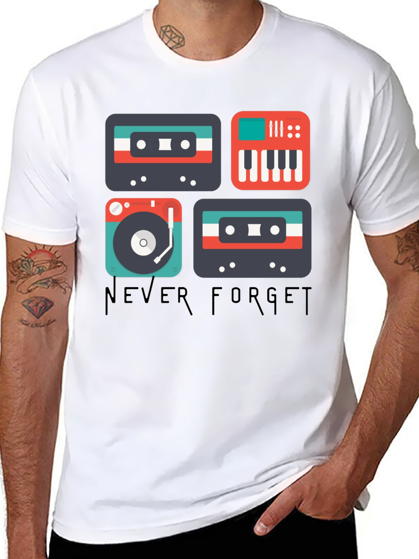 Retro Music T-Shirt - Never Forget Classic Sounds