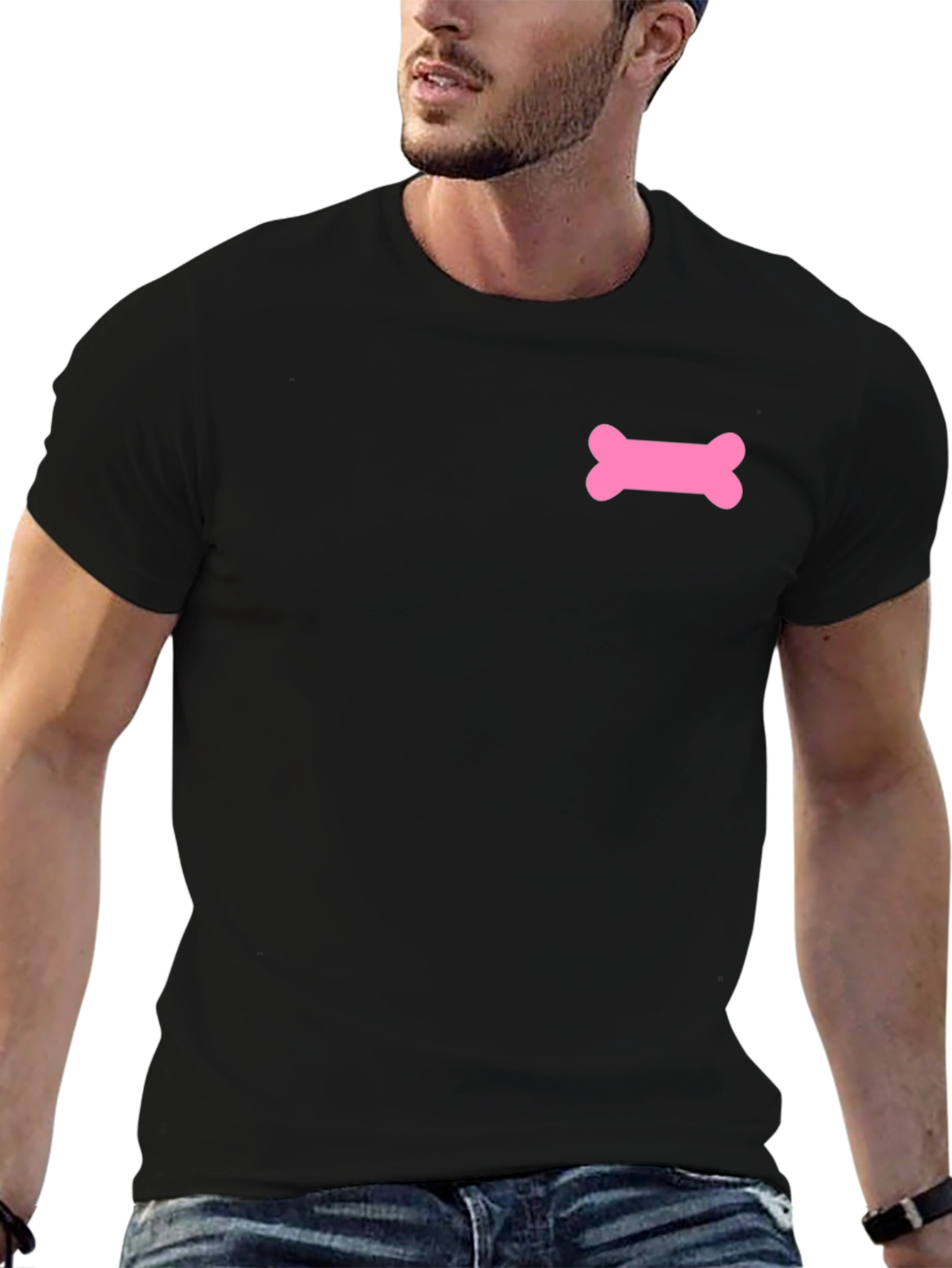 Pink Bone Graphic Black T-Shirt
