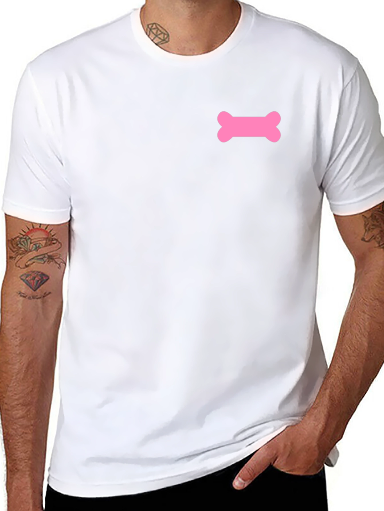 Pink Bone Graphic Black T-Shirt