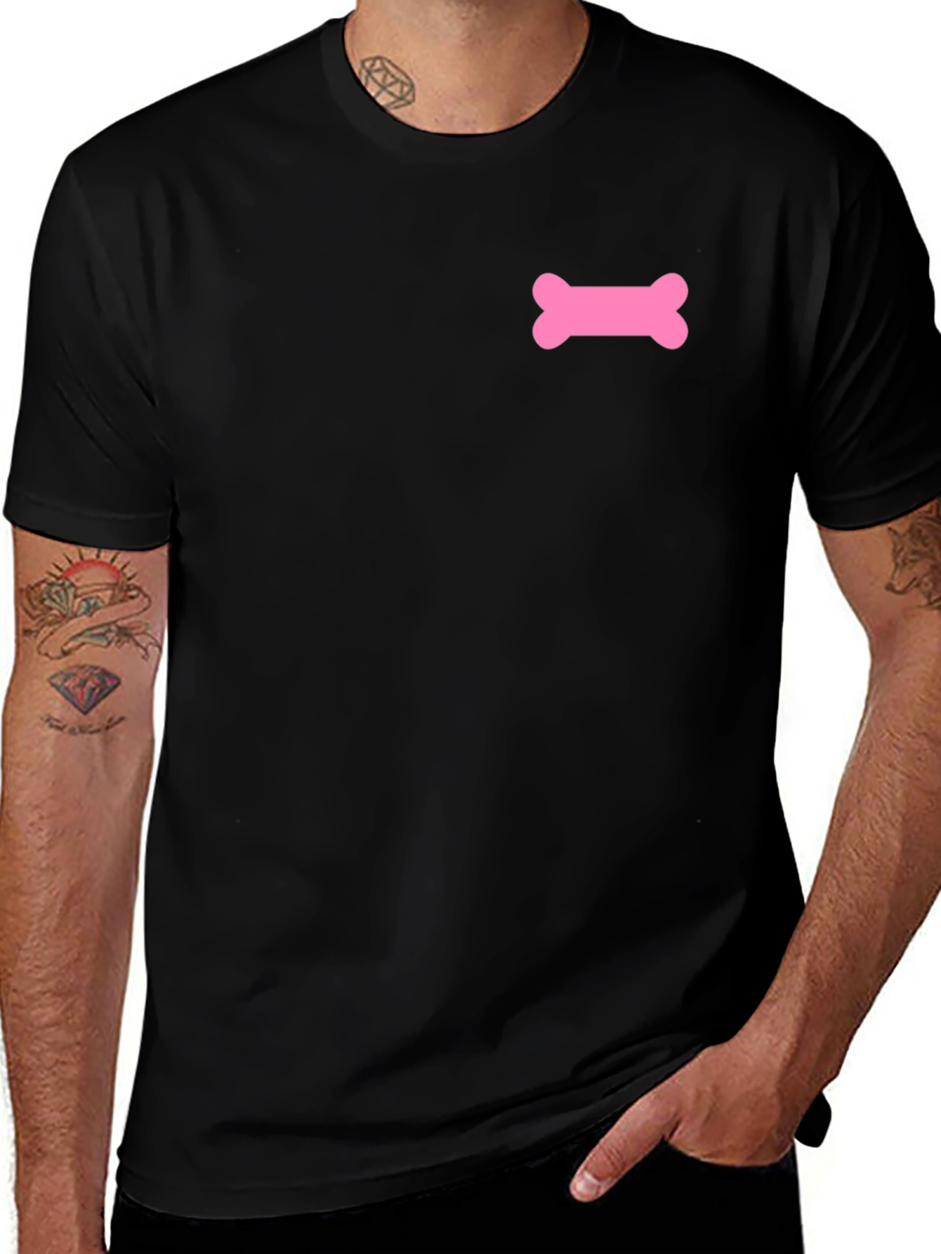 Pink Bone Graphic Black T-Shirt