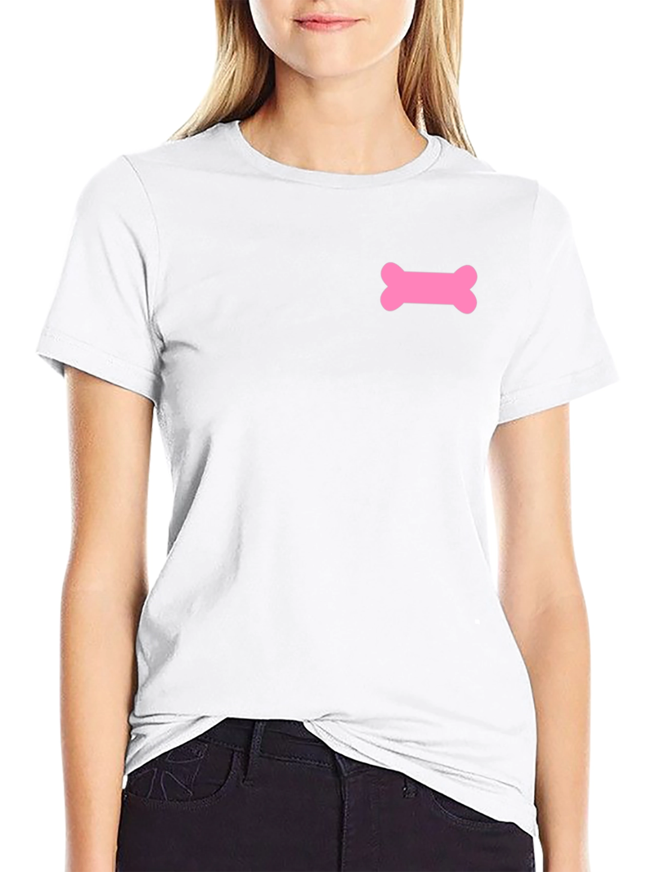 Pink Bone Graphic Black T-Shirt