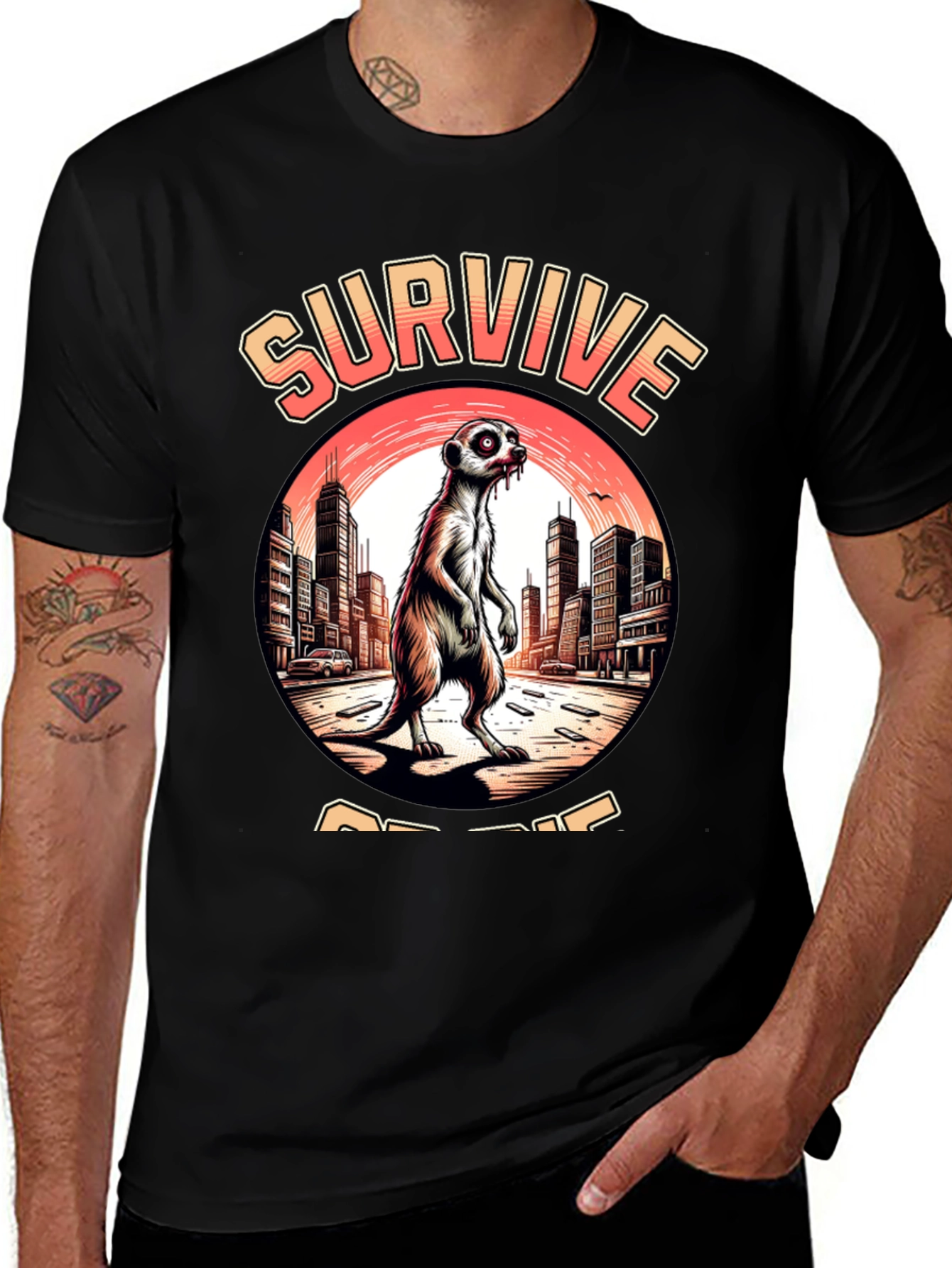 Survive Or Die Meerkat Graphic T-Shirt