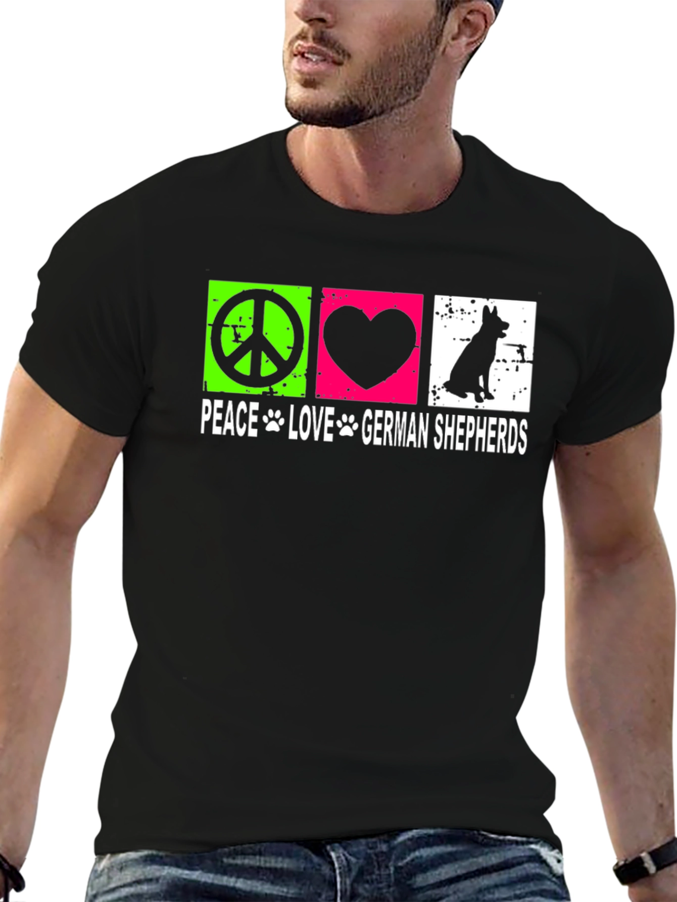 Peace Love German Shepherds Graphic T-Shirt
