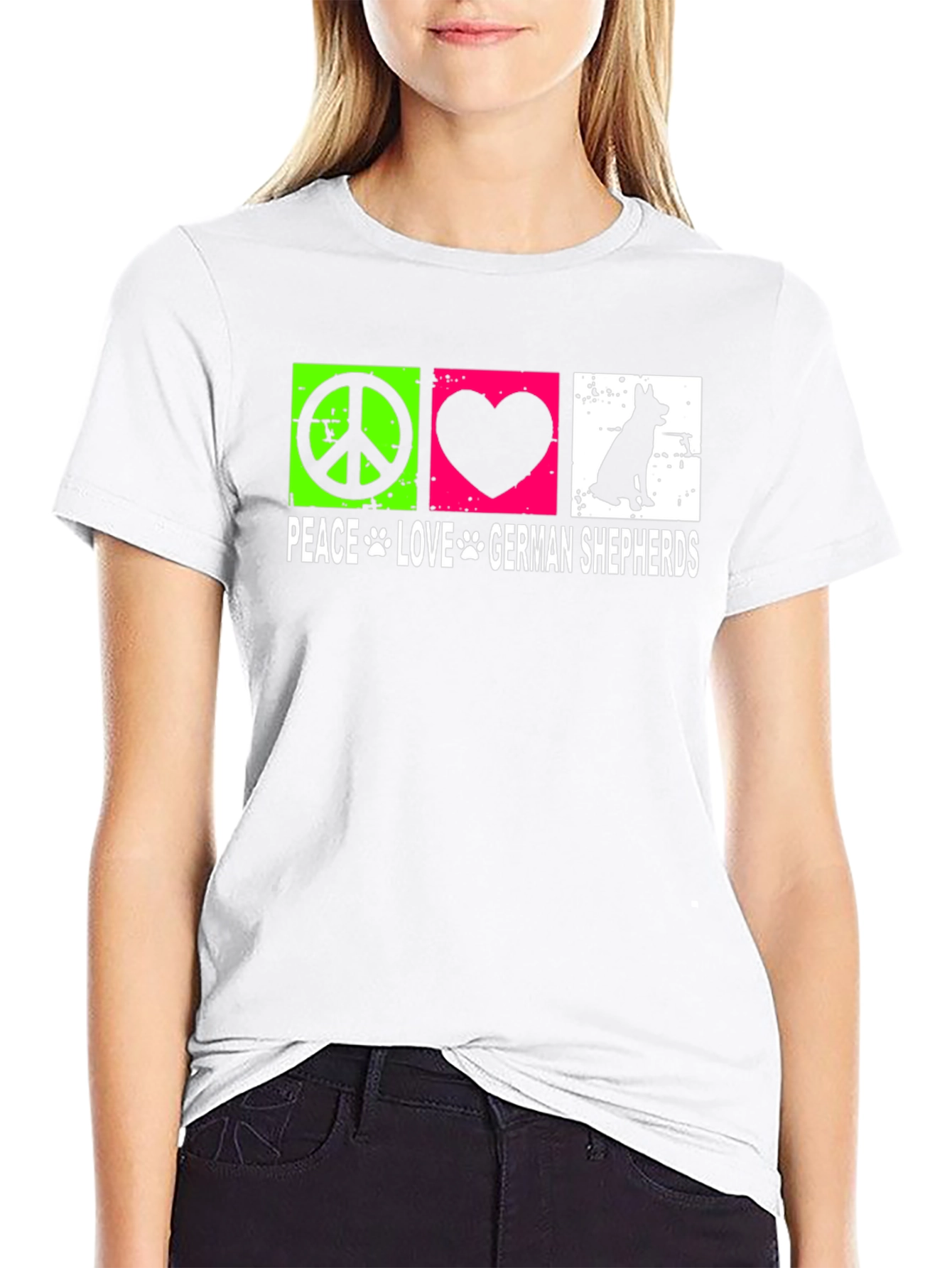 Peace Love German Shepherds Graphic T-Shirt