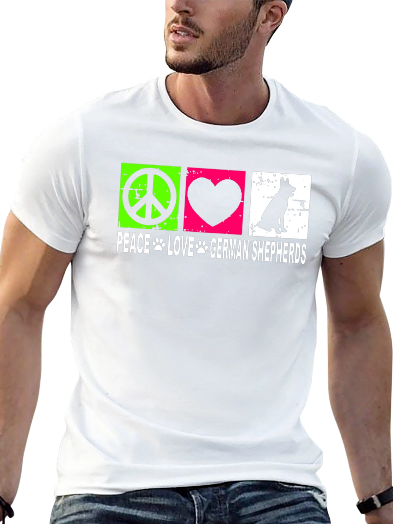 Peace Love German Shepherds Graphic T-Shirt