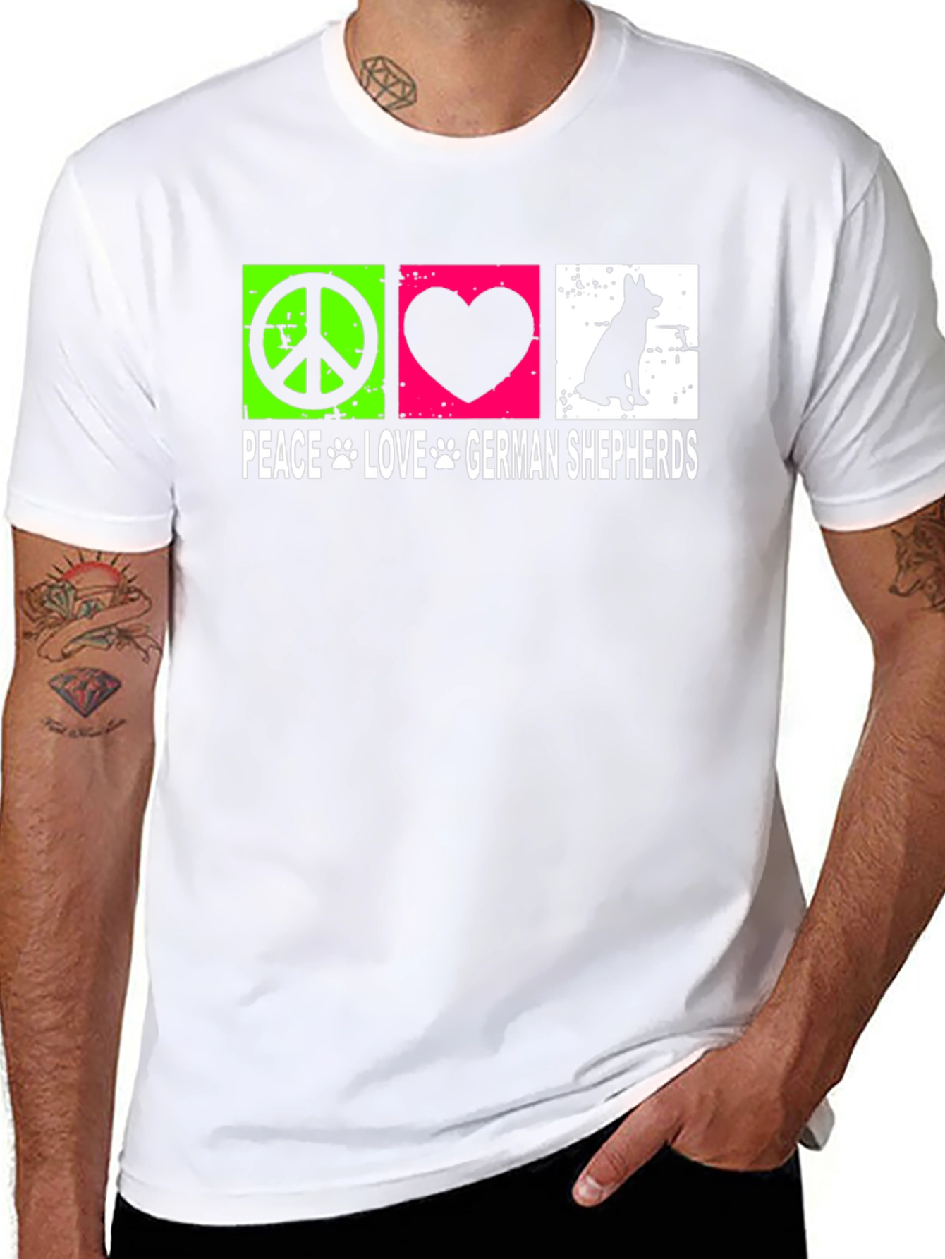 Peace Love German Shepherds Graphic T-Shirt