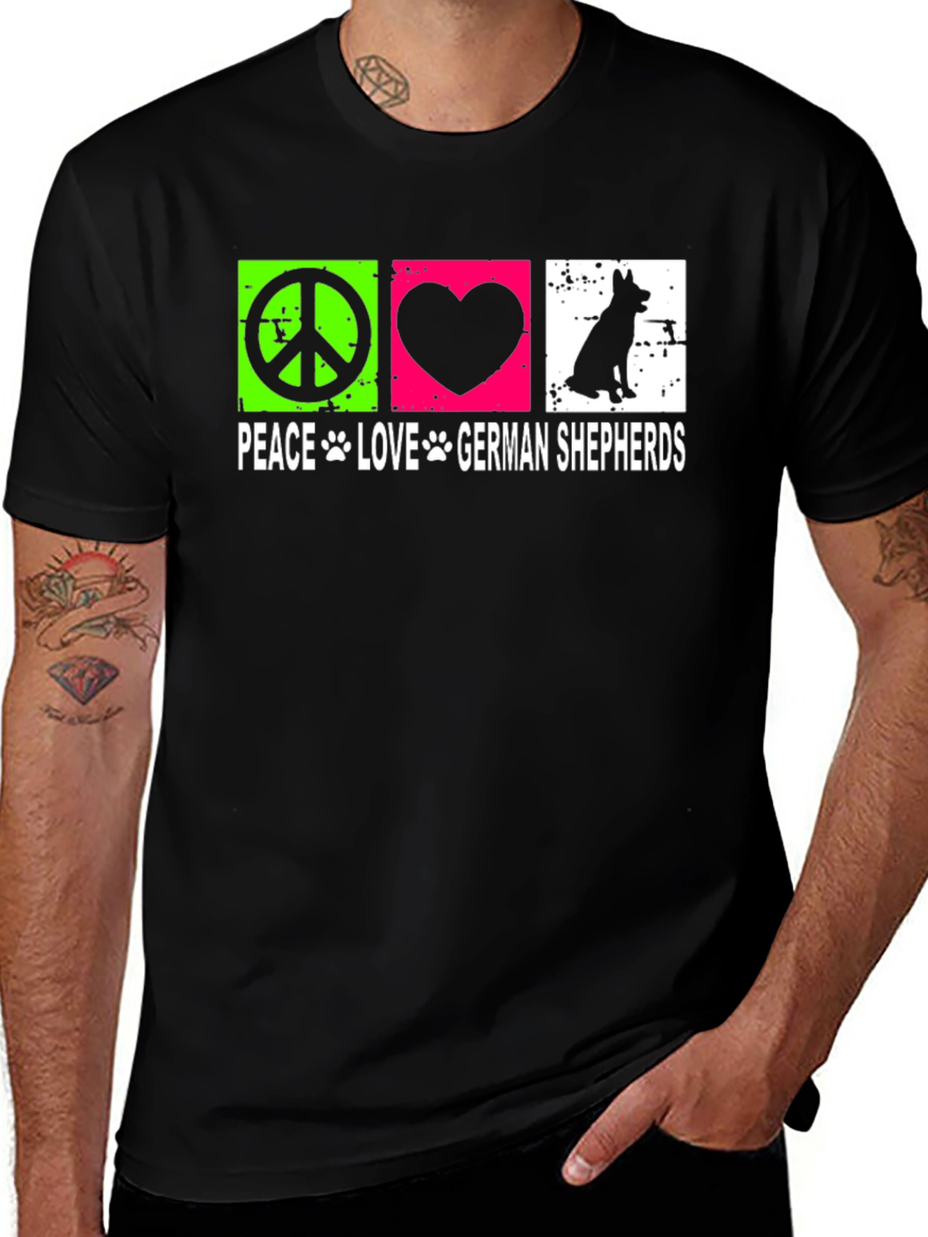 Peace Love German Shepherds Graphic T-Shirt