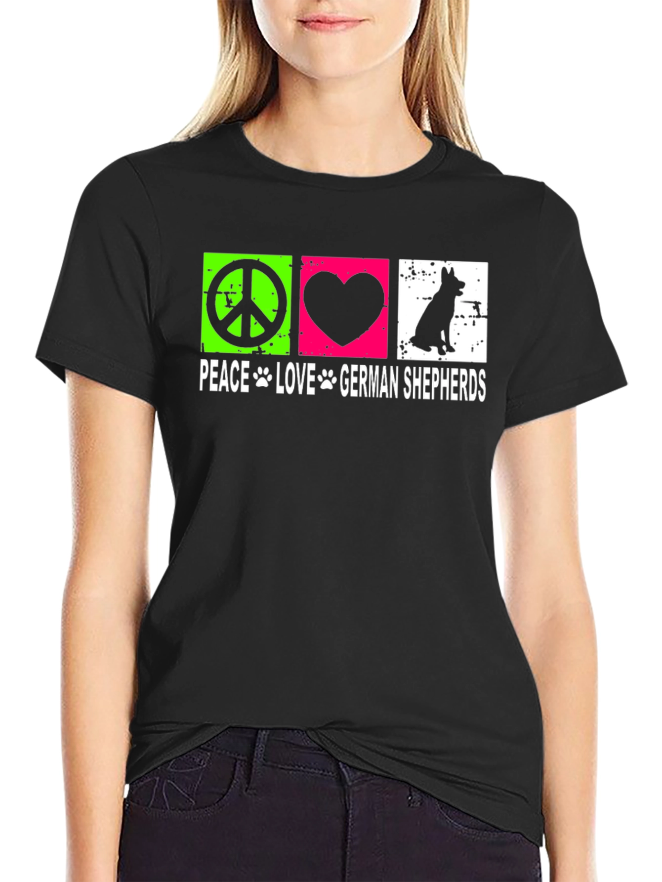 Peace Love German Shepherds Graphic T-Shirt