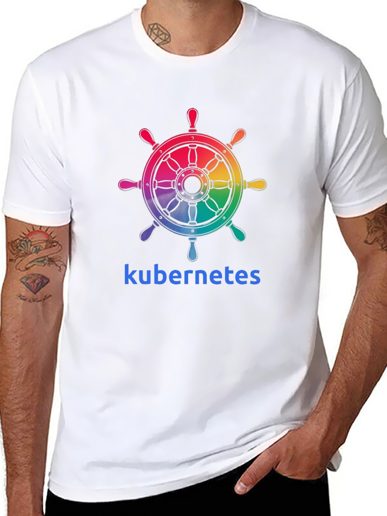 Kubernetes Rainbow Ship Wheel T-Shirt