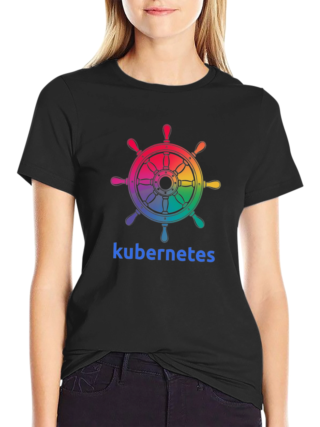 Kubernetes Rainbow Ship Wheel T-Shirt