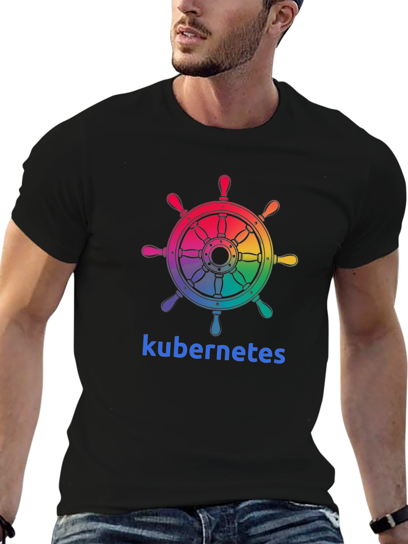 Kubernetes Rainbow Ship Wheel T-Shirt