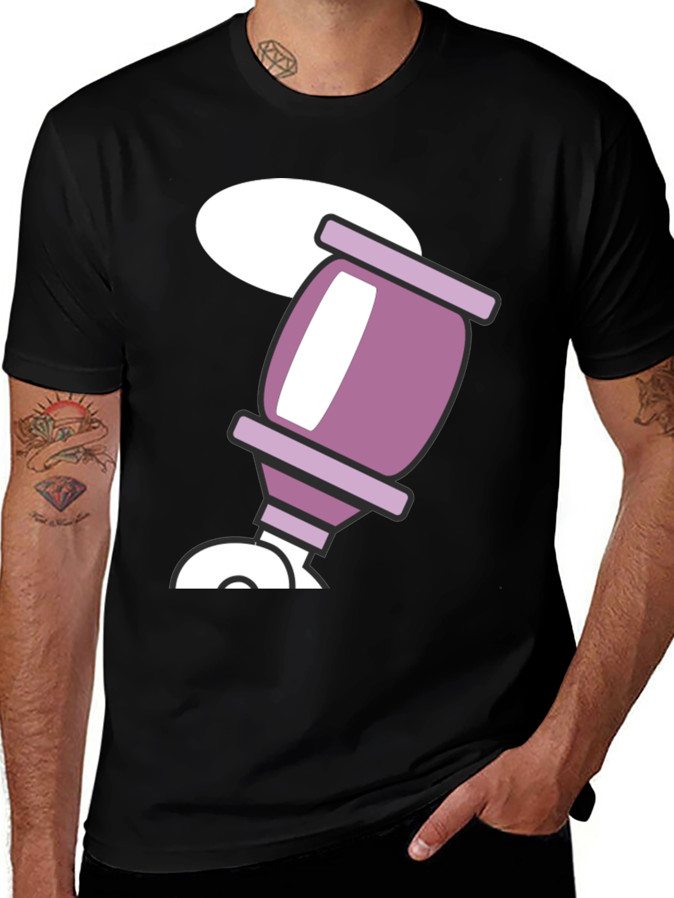 Retro Cartoon Drink Black T-Shirt