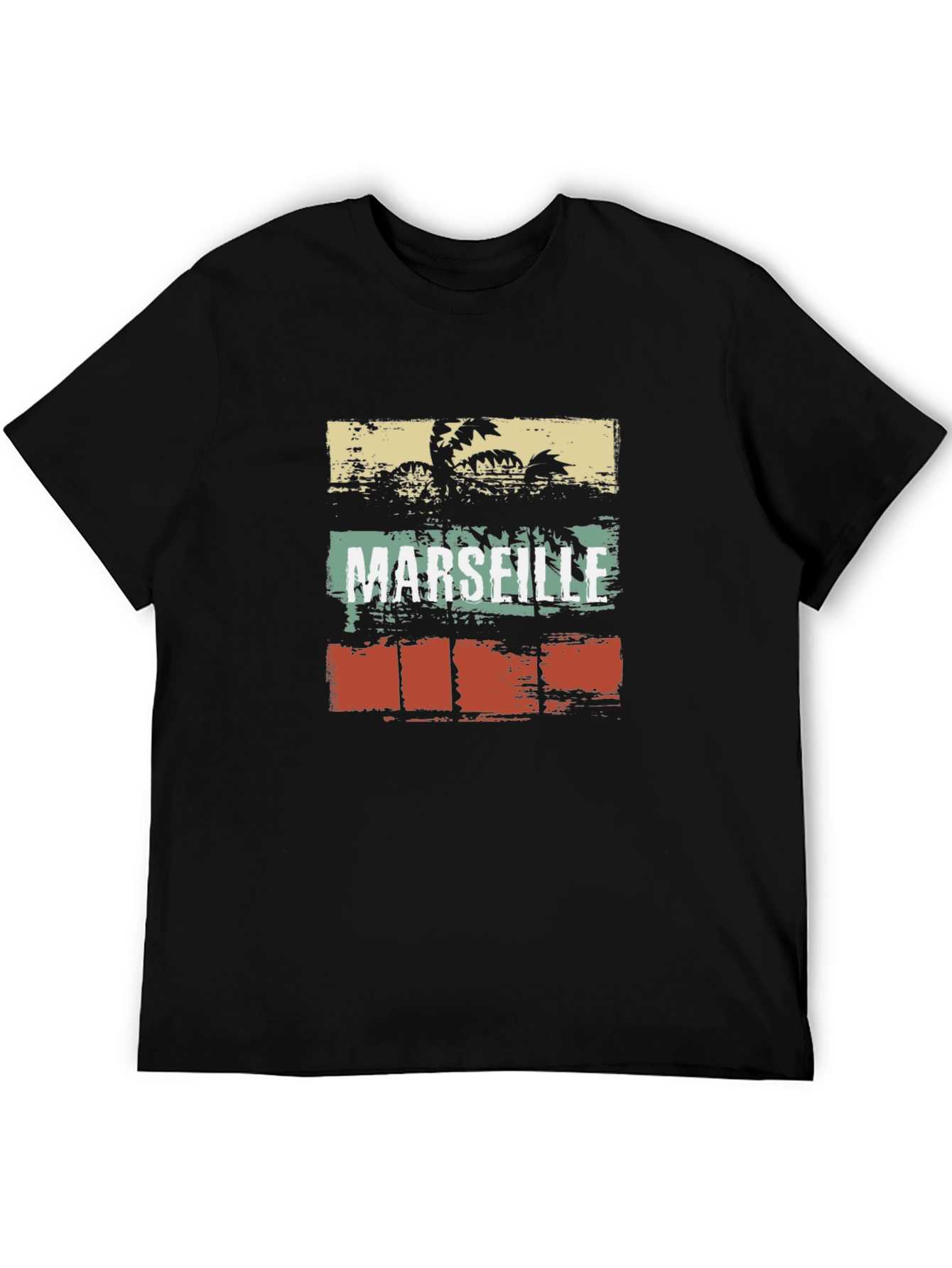 Marseille Palm Tee - Retro Style Black T-Shirt