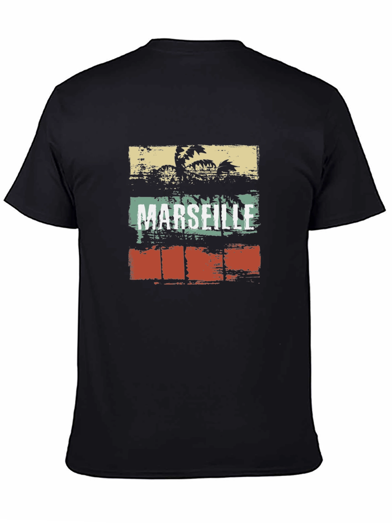 Marseille Palm Tee - Retro Style Black T-Shirt