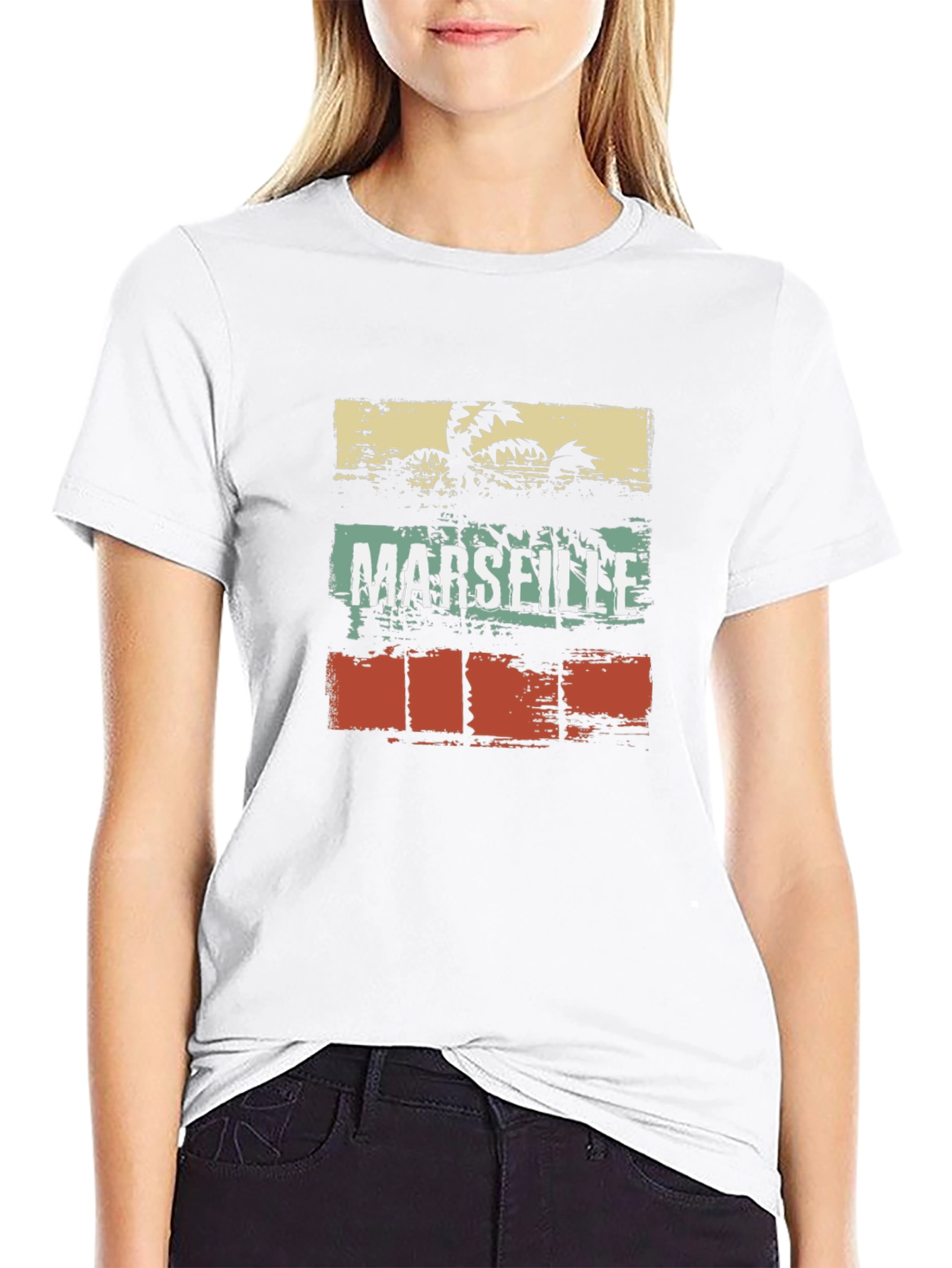 Marseille Palm Tee - Retro Style Black T-Shirt
