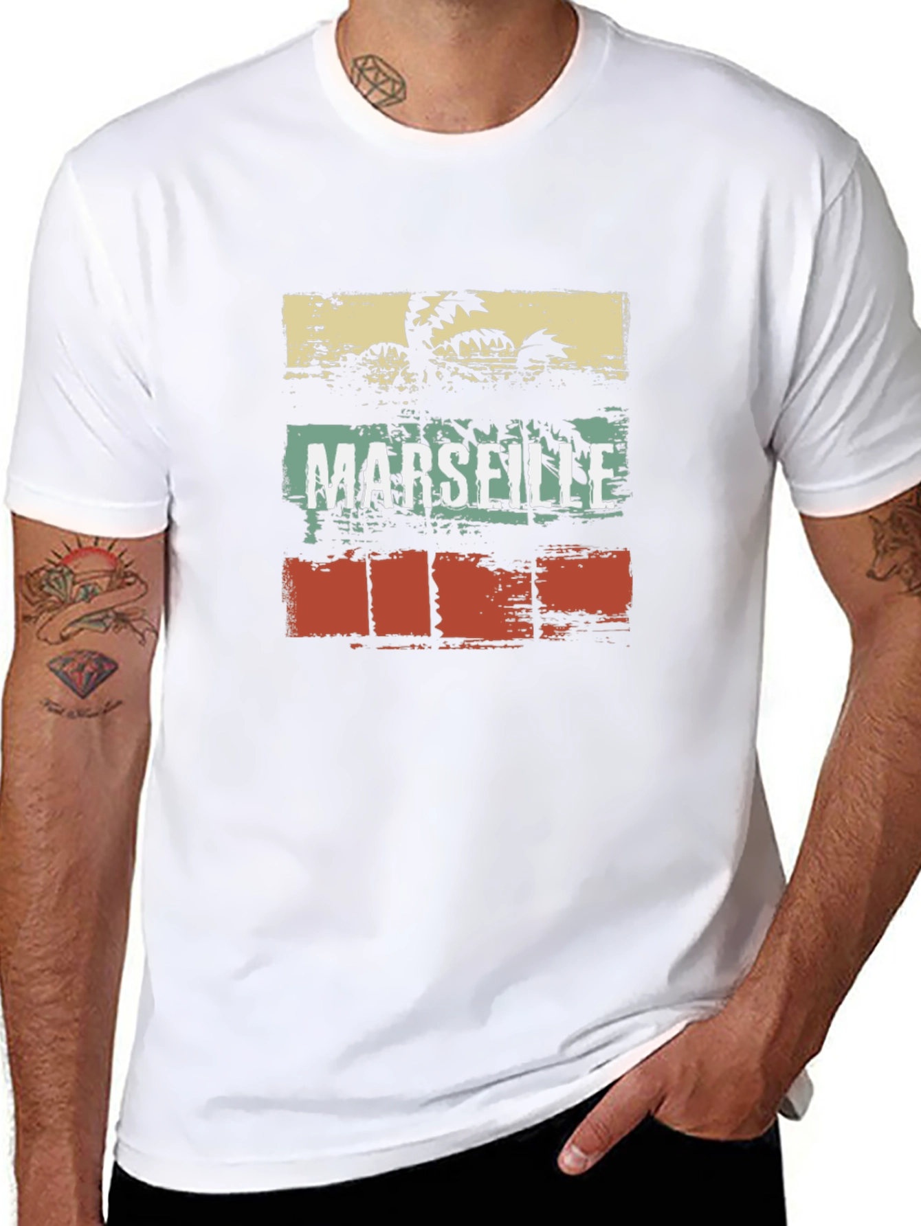Marseille Palm Tee - Retro Style Black T-Shirt