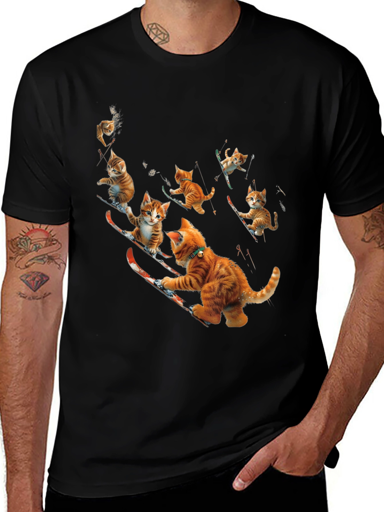 Skiing Cats Graphic Tee