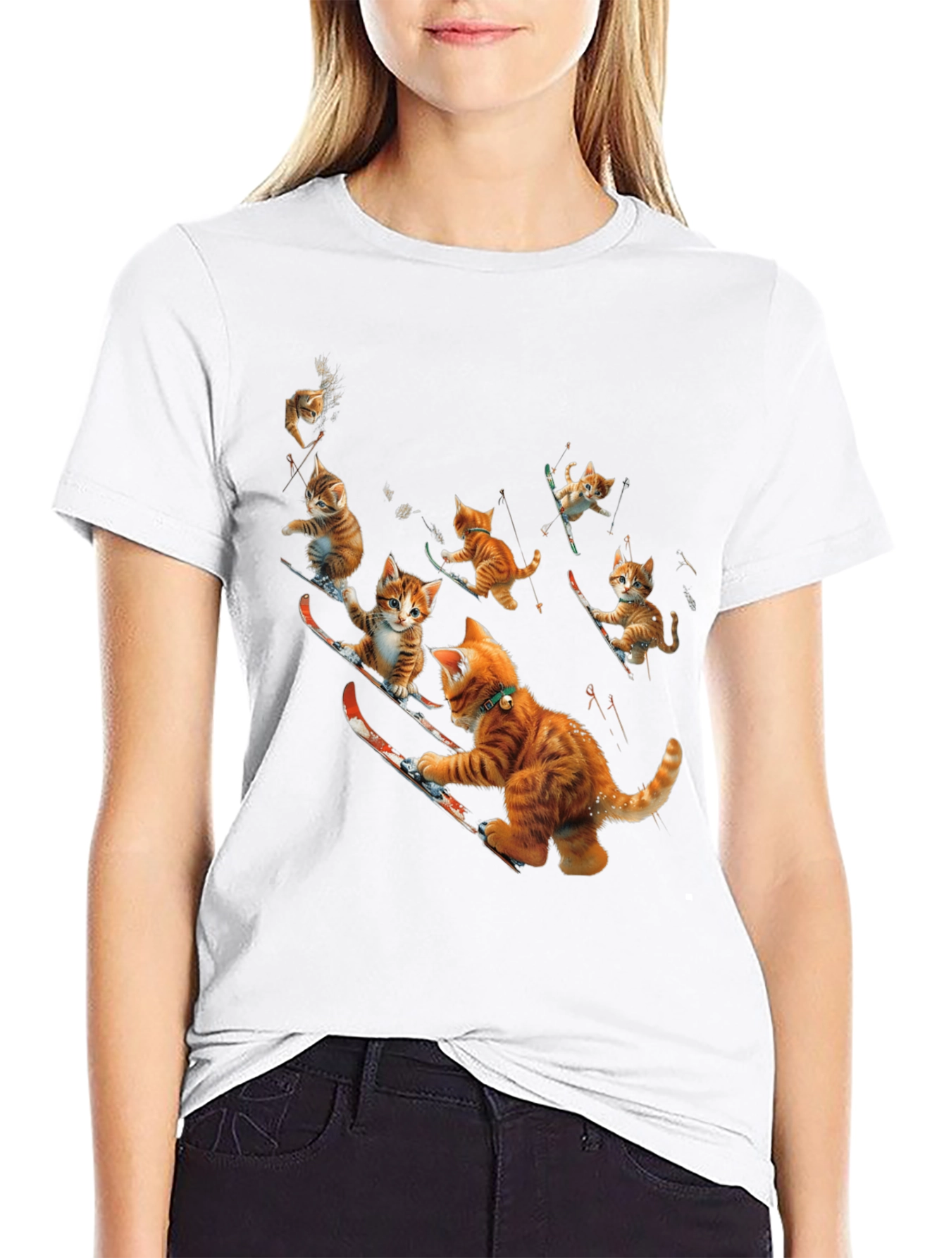 Skiing Cats Graphic Tee