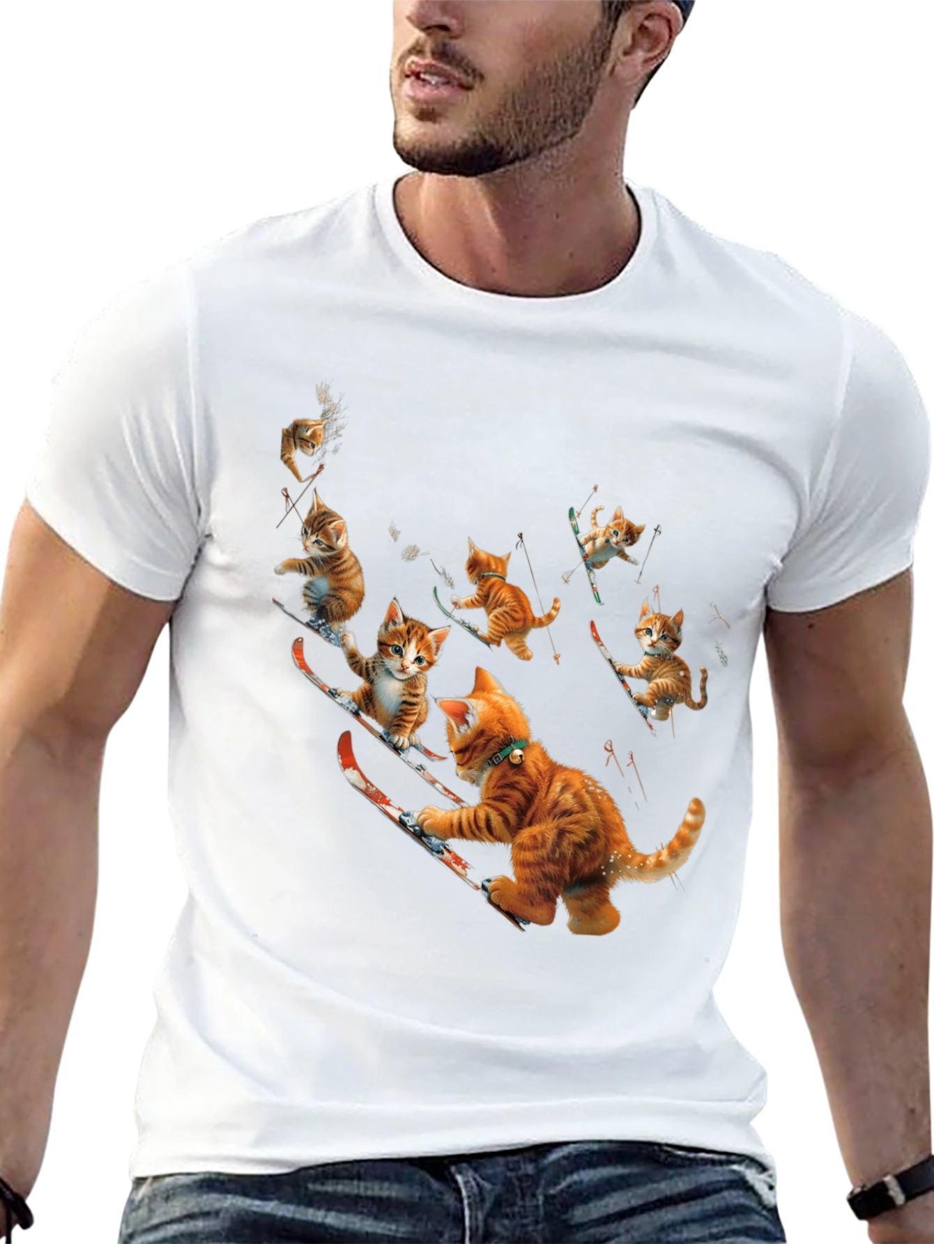 Skiing Cats Graphic Tee