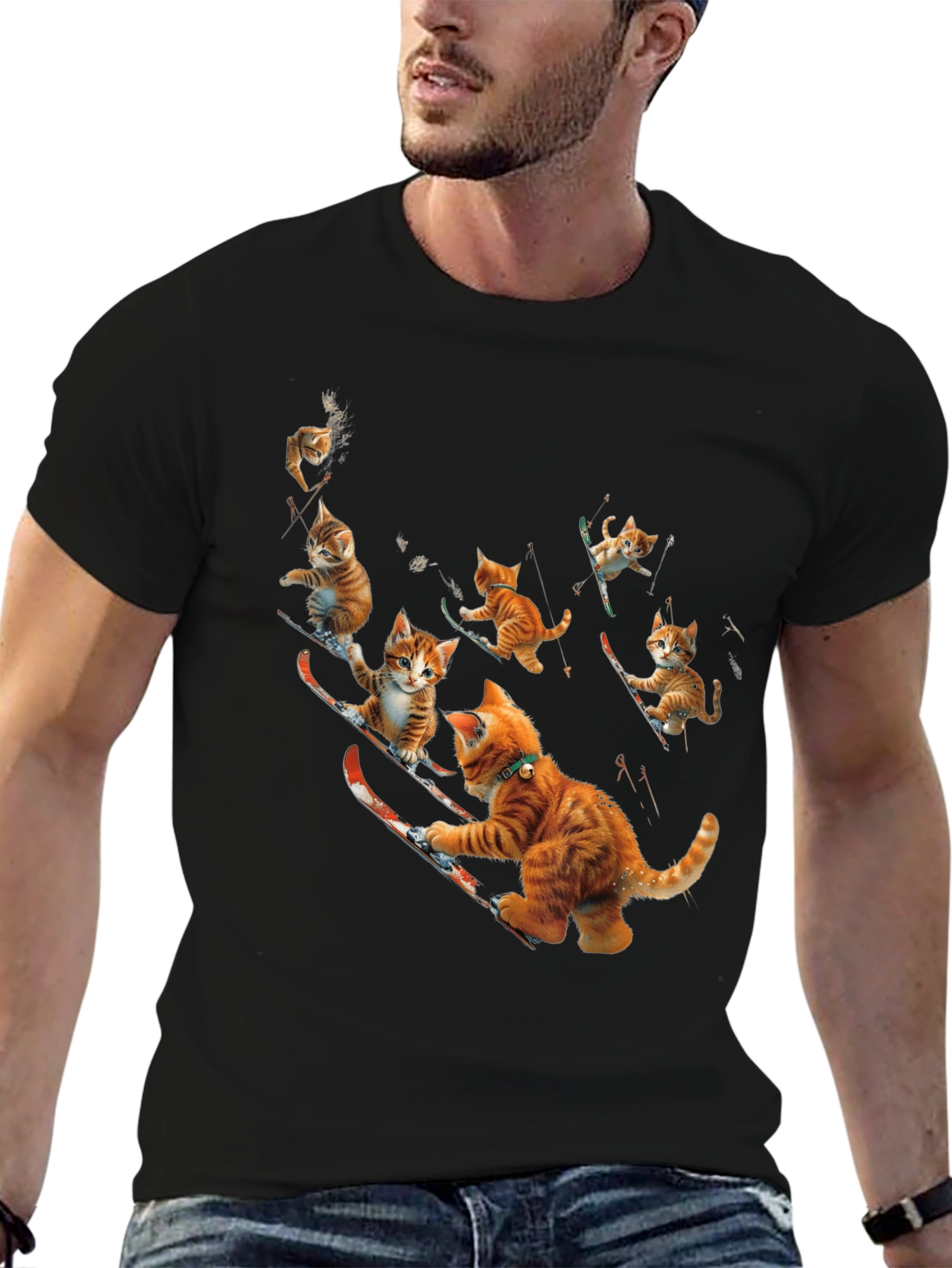 Skiing Cats Graphic Tee