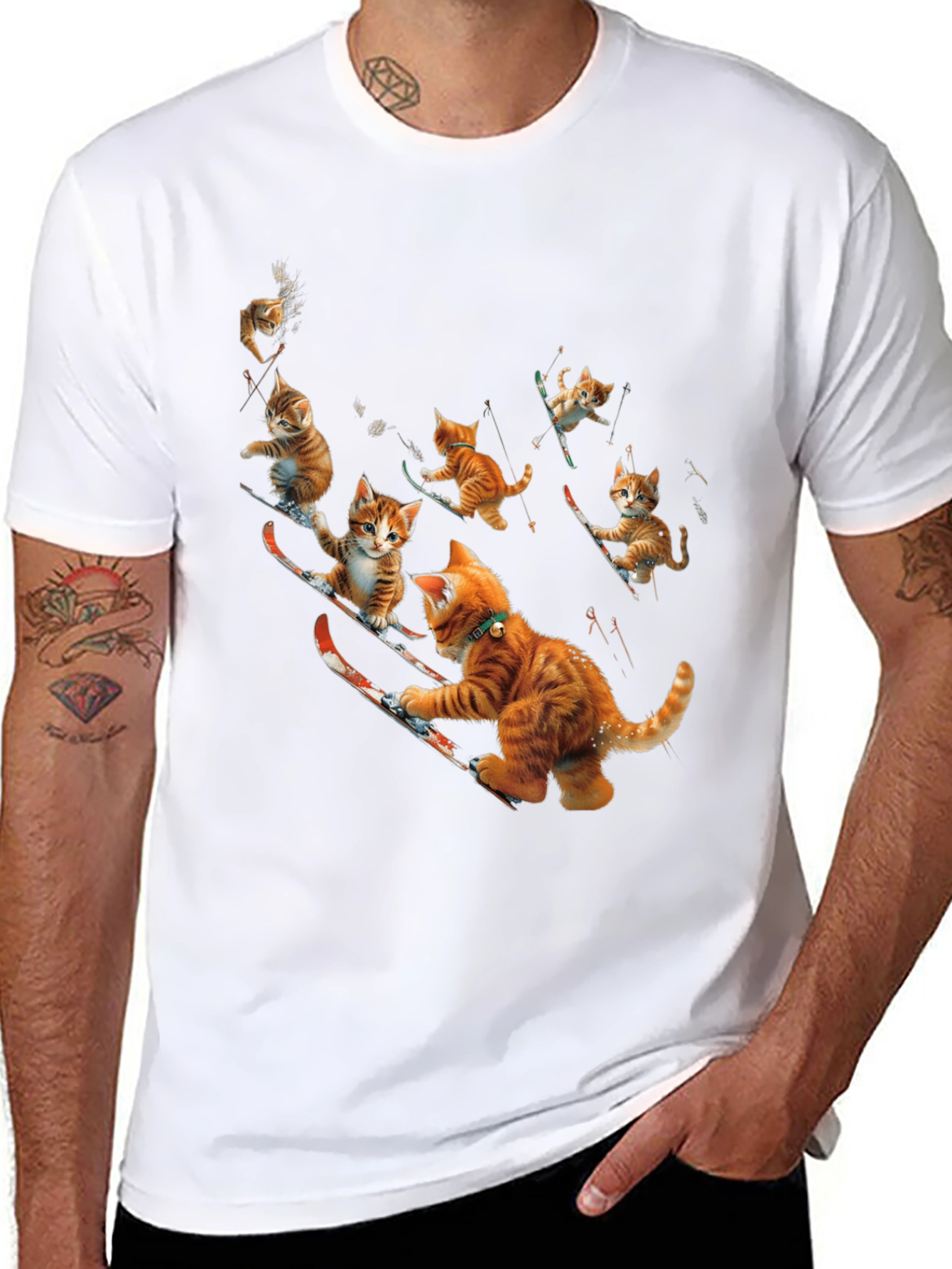 Skiing Cats Graphic Tee
