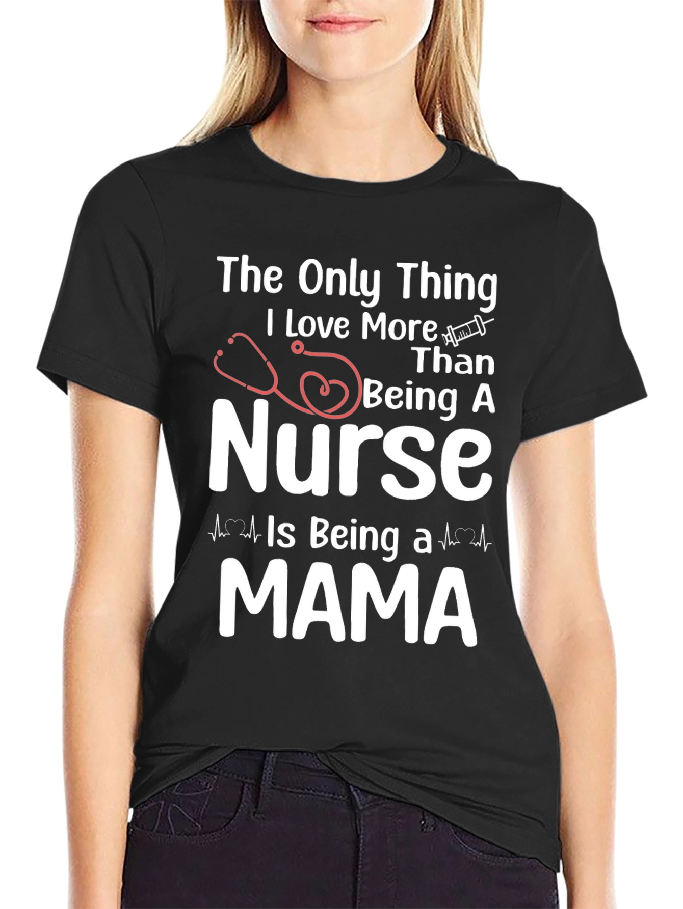 Nurse Mama Graphic T-Shirt - Black