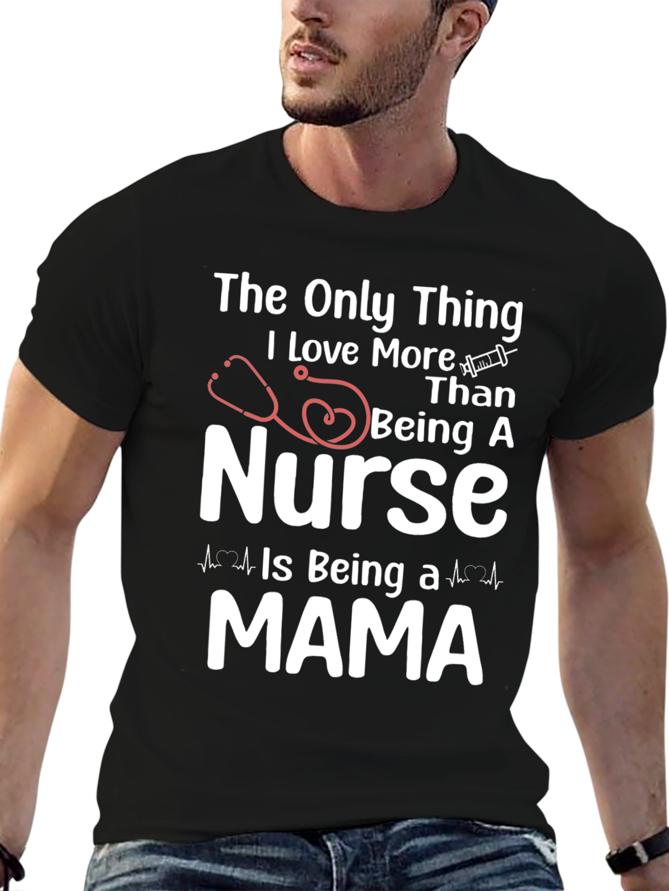 Nurse Mama Graphic T-Shirt - Black