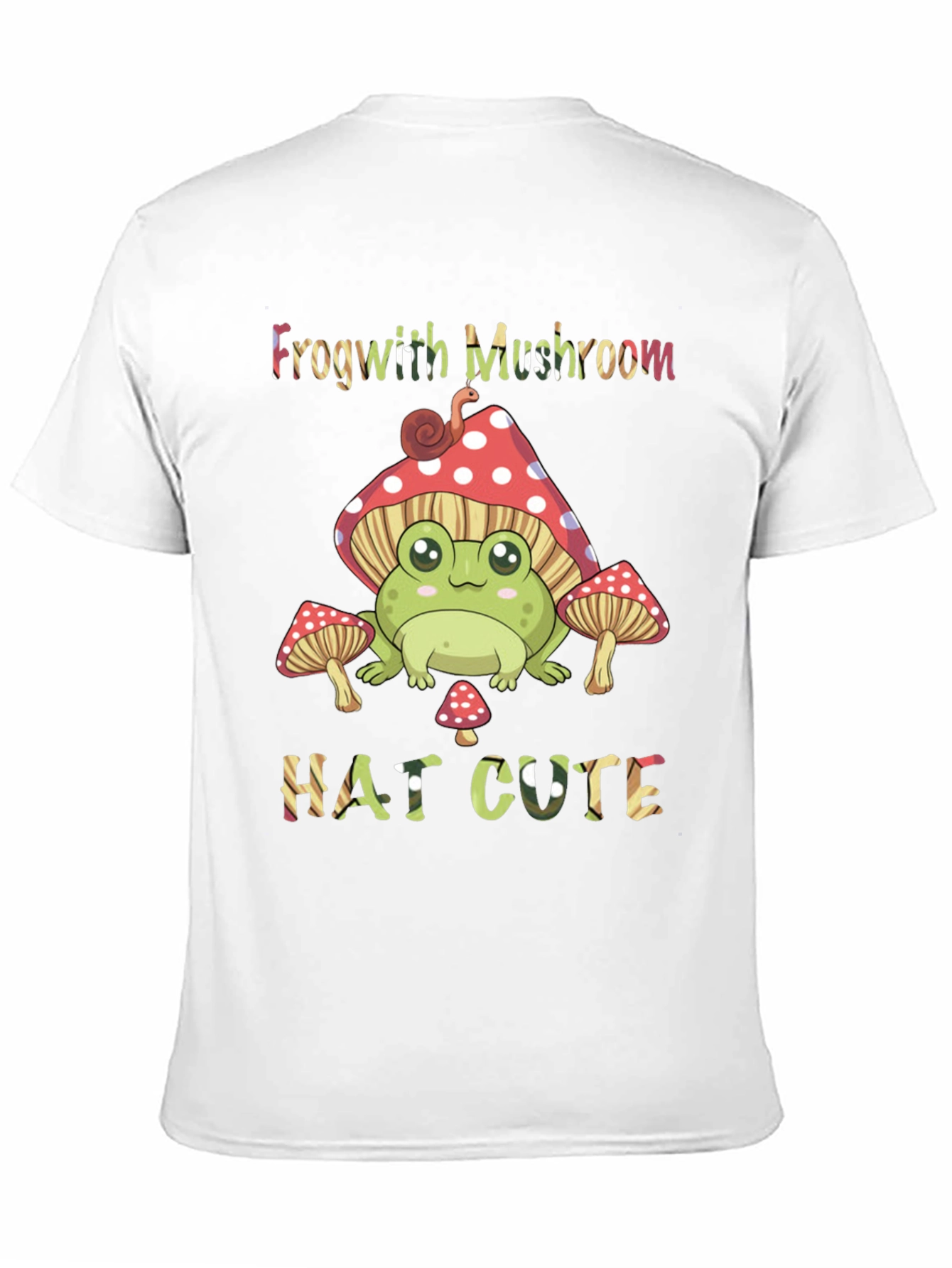 Frog with Mushroom Hat Cute Black T-Shirt