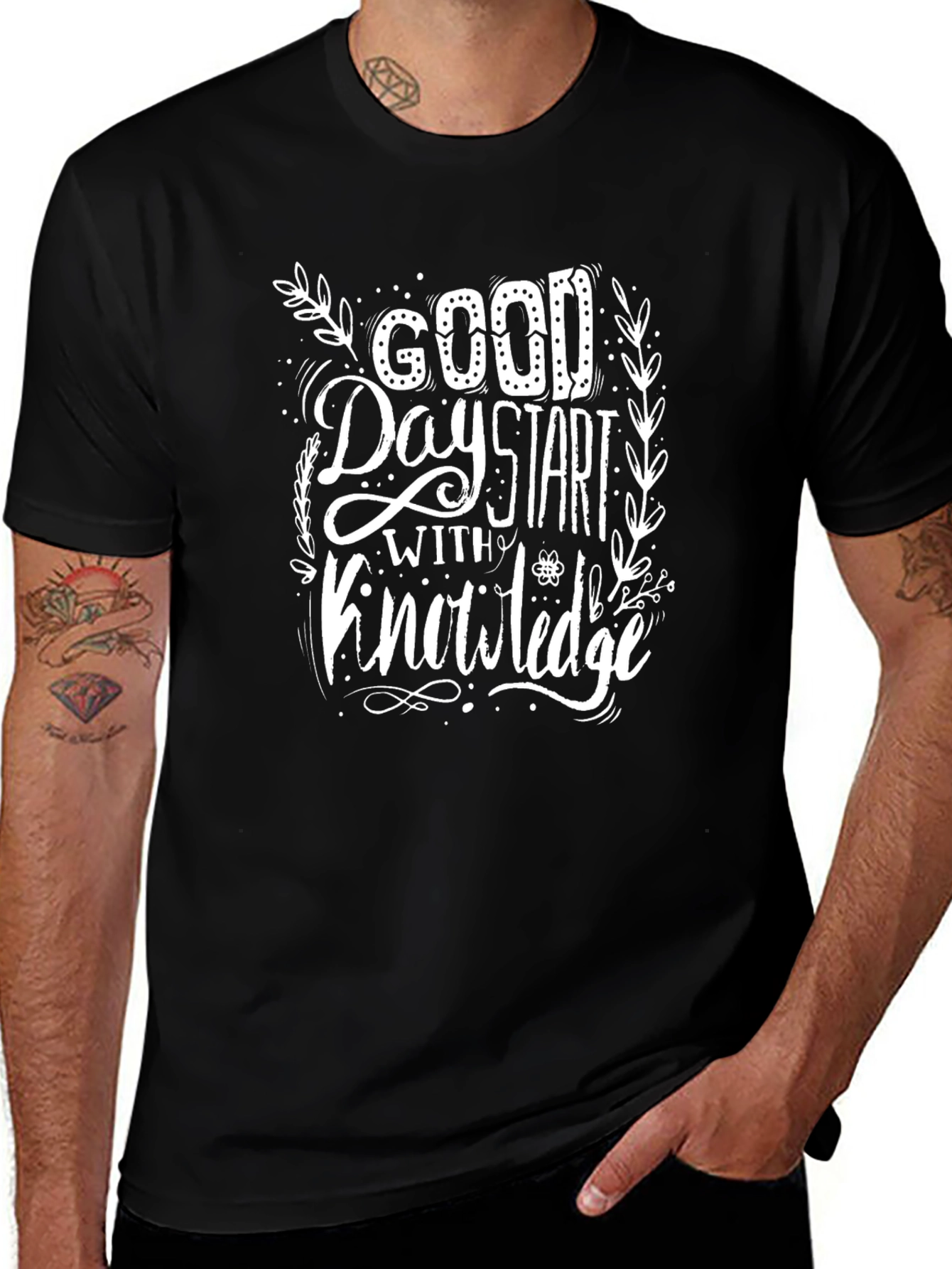 Good Day Start With Knowledge Graphic Tee - Black